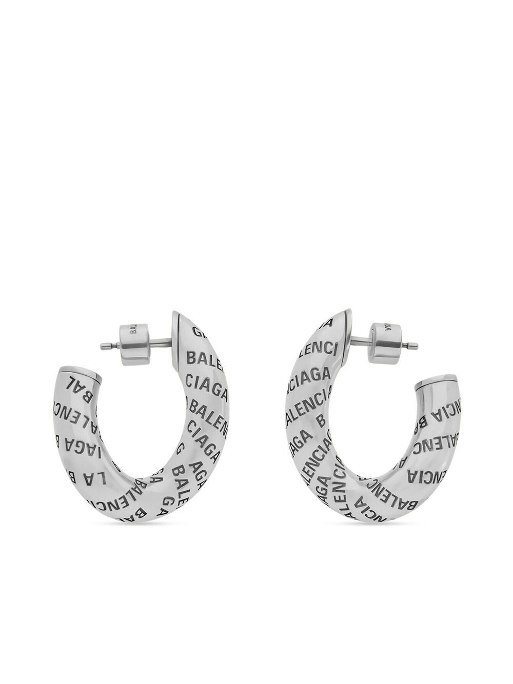 logo-print hoop earrings - 4