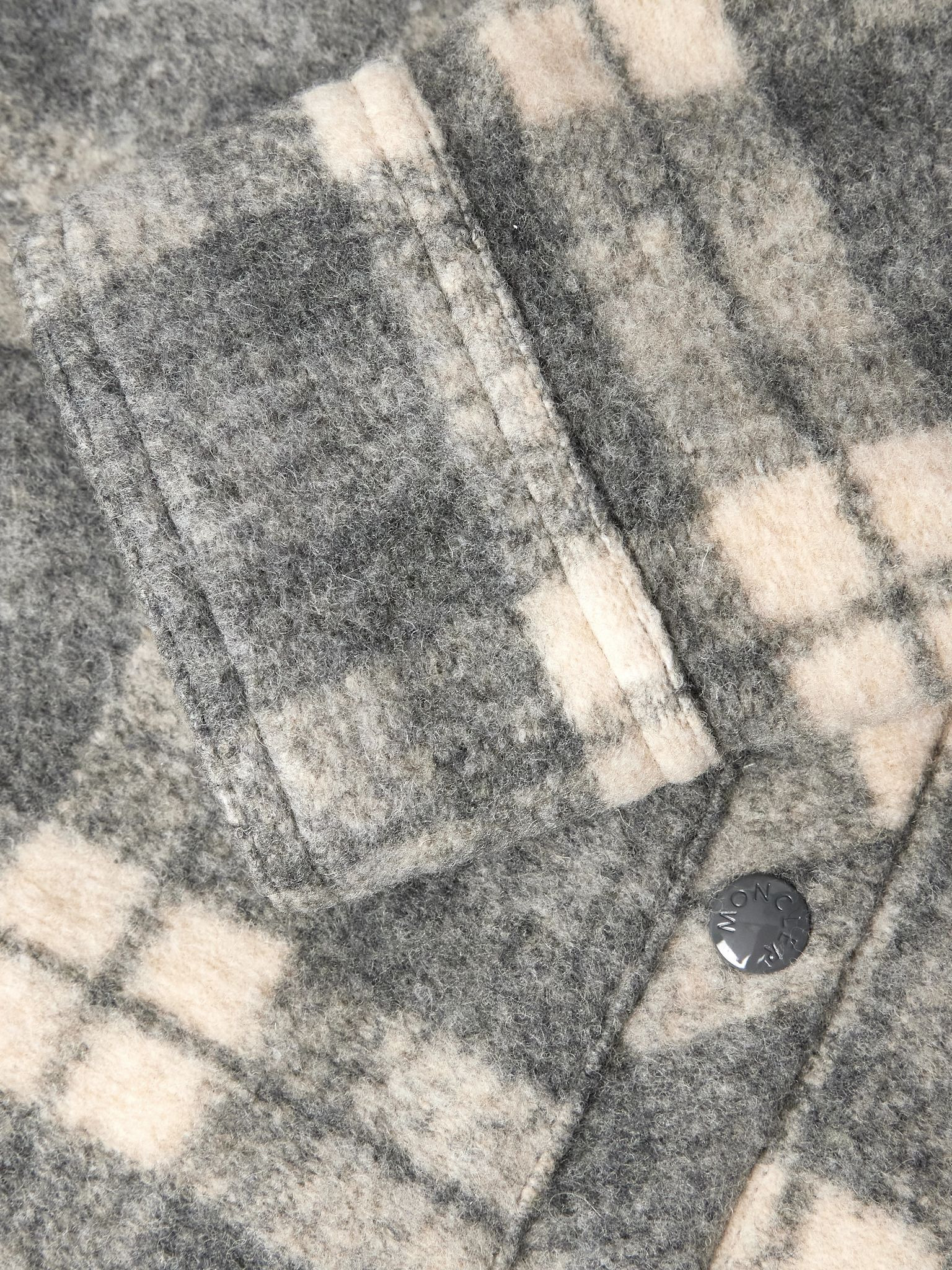 Logo-Appliquéd Checked Flannel Overshirt Gray - 5
