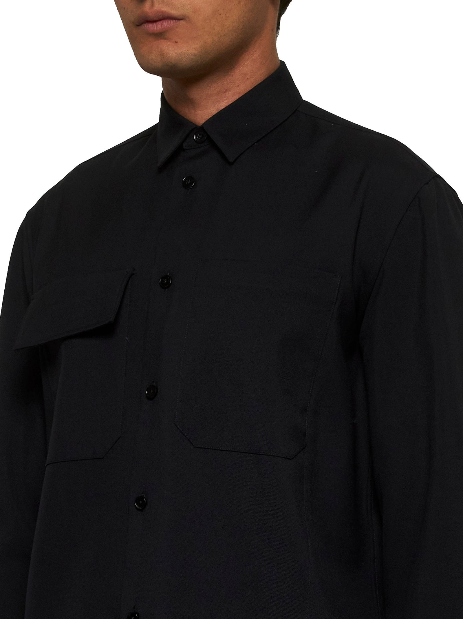 Blue wool gabardine shirt - 5