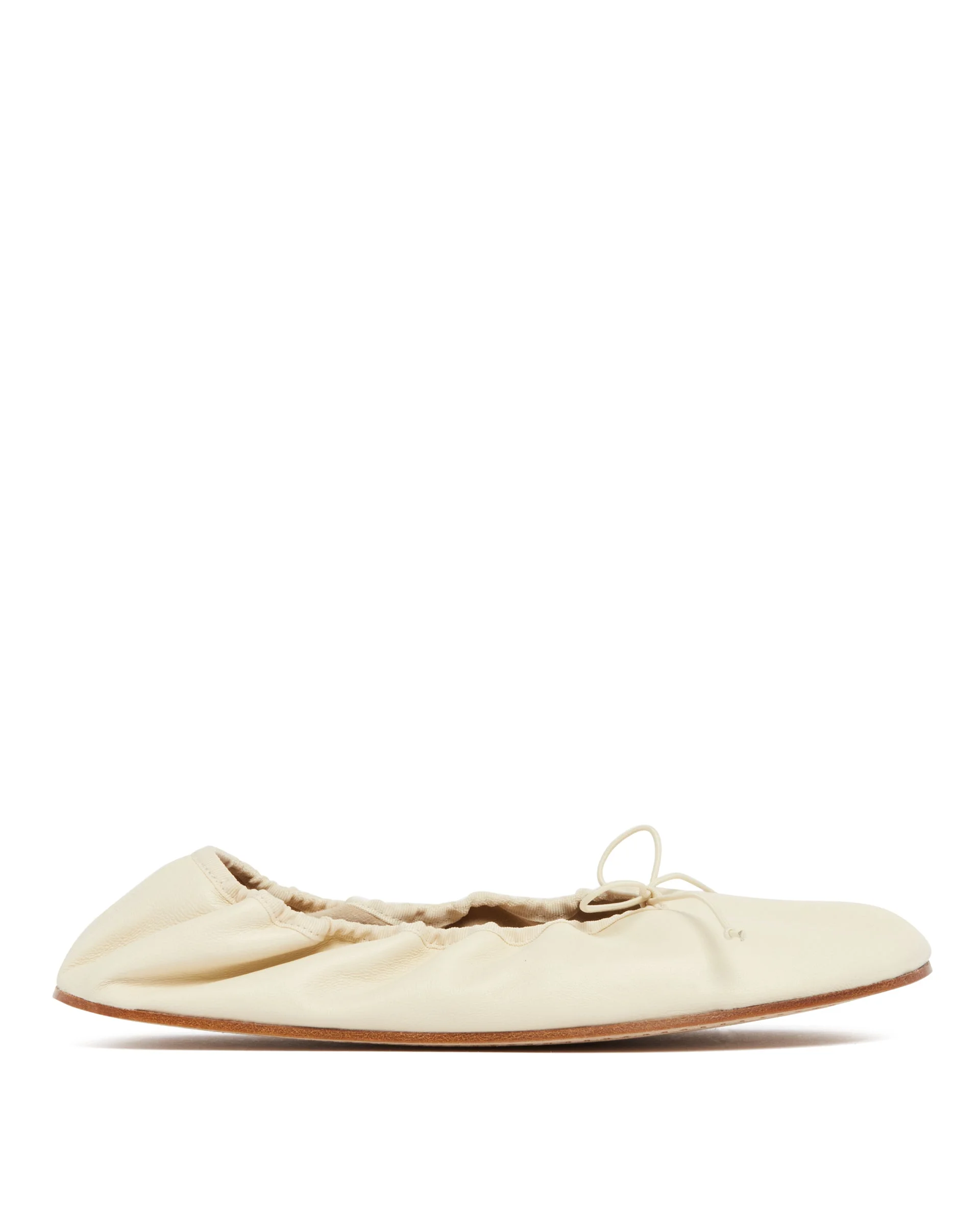 White Leather Round-Toe Flats - 1