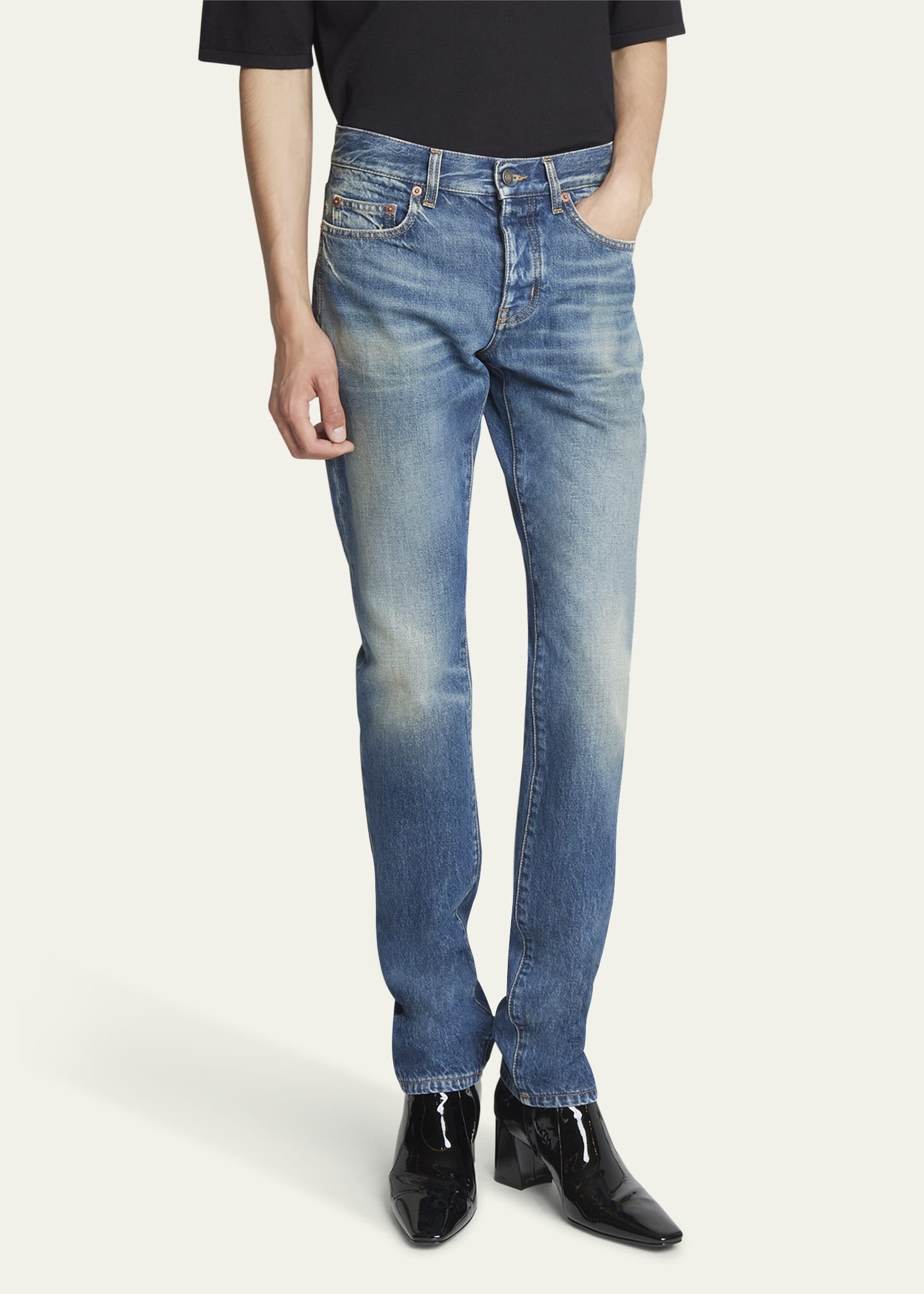 Men's Slim-Fit Faded Jeans - 4