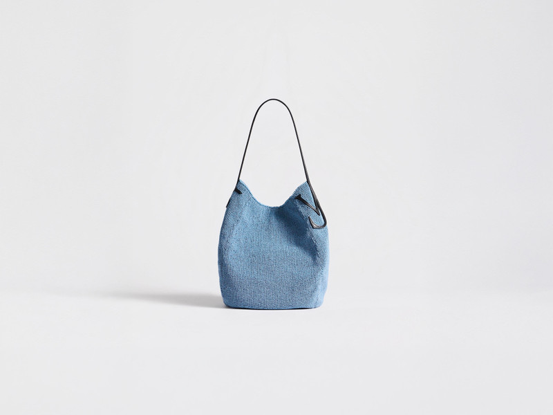 SMALL BEADED BULB BAG IN BLUE 7