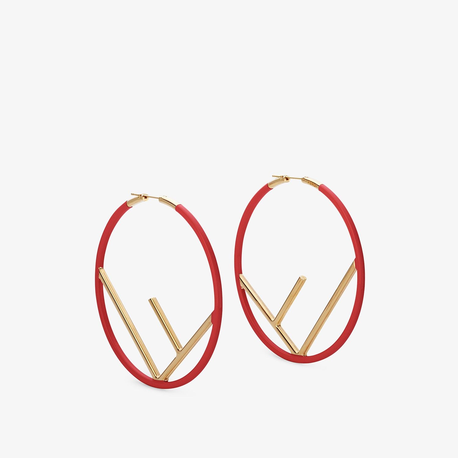 Gold and red colored earrings - 1