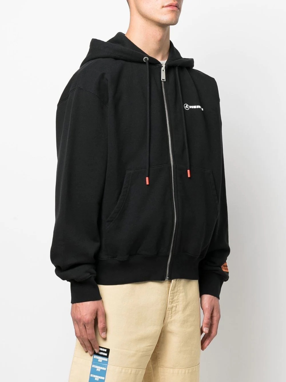 tape-logo drawstring hoodie - 3