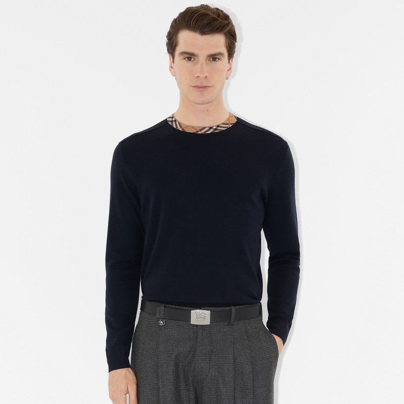 Burberry Check Trim Wool Sweater outlook