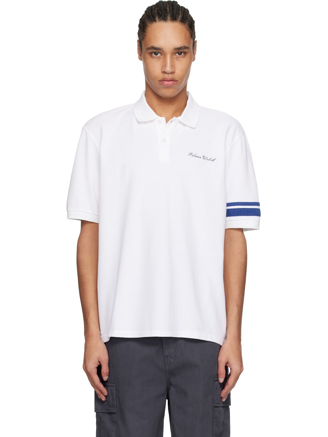 White 'Global' Pique Polo - 1
