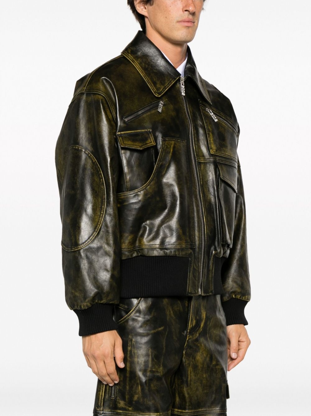 Workwear Rub-Off leather bomber jacket - 4