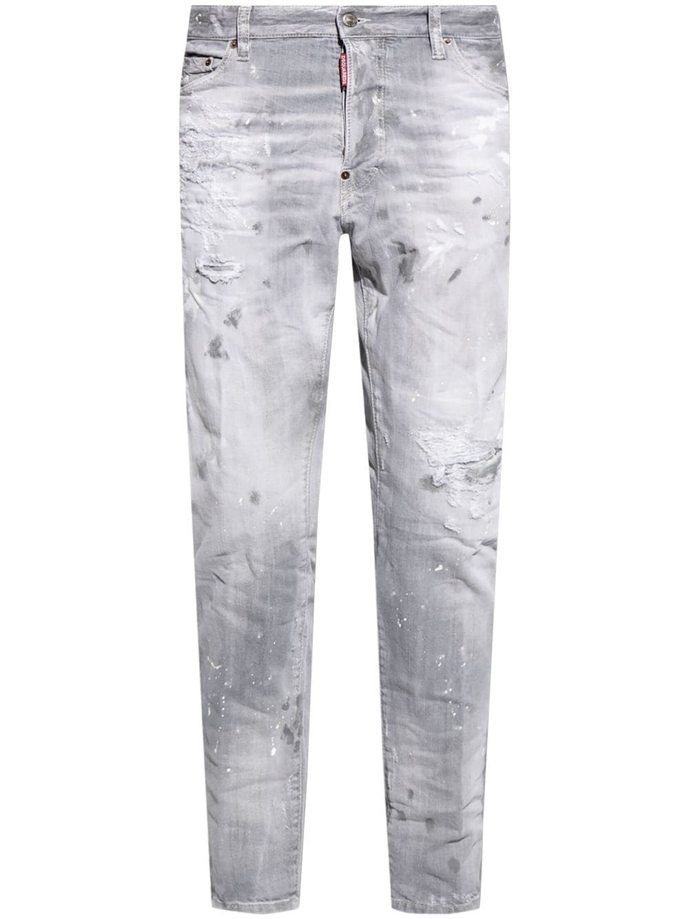 distressed-finish cotton jeans - 1