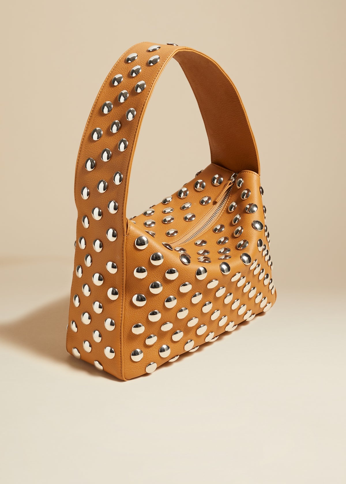 The Elena Bag in Nougat Leather with Studs - 2