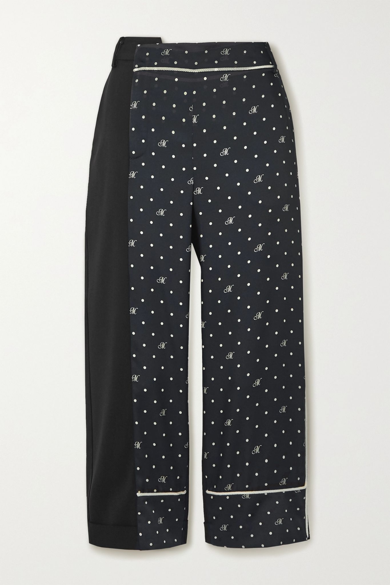 Paneled polka-dot satin-twill and stretch-wool pants - 1