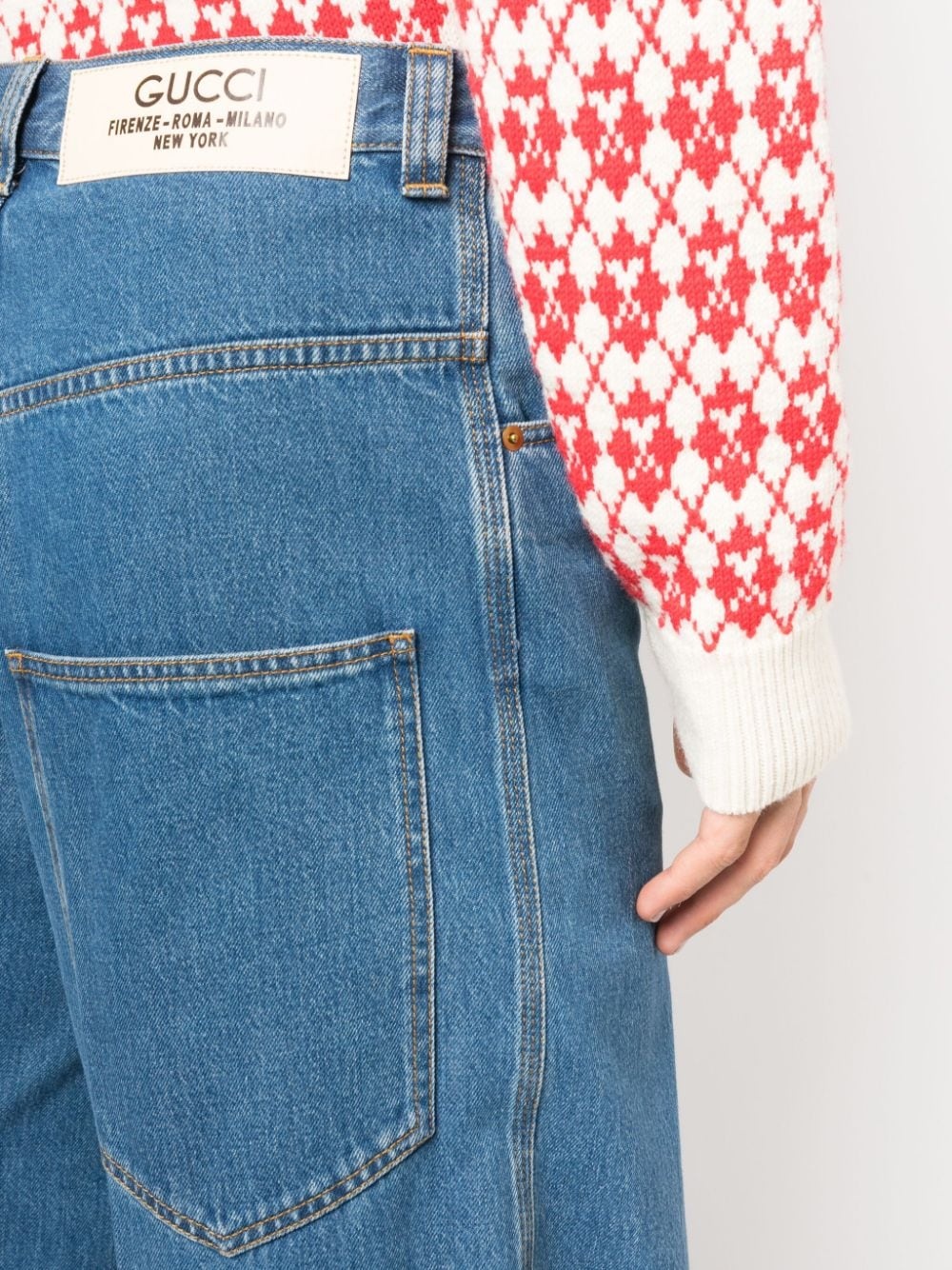 pressed-crease mid-rise wide-leg jeans - 5