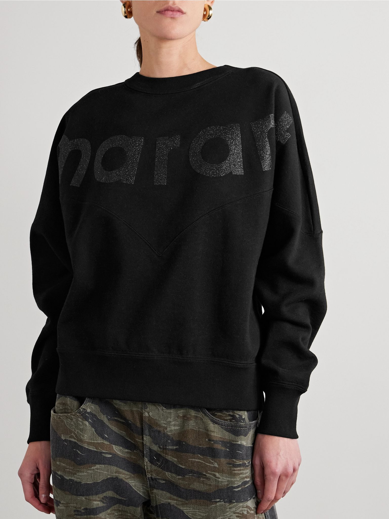 Houston glittered cotton-blend jersey sweatshirt Black - 3