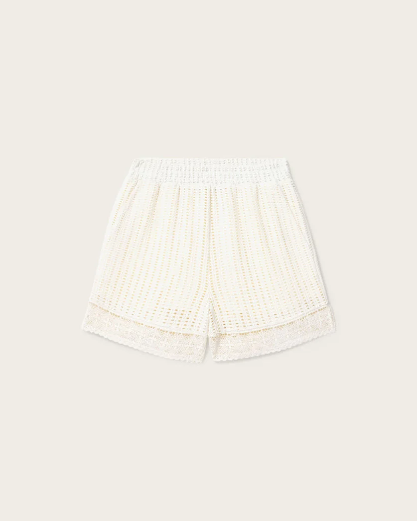 ELMA MID RISE CROCHET COTTON SHORTS - 1