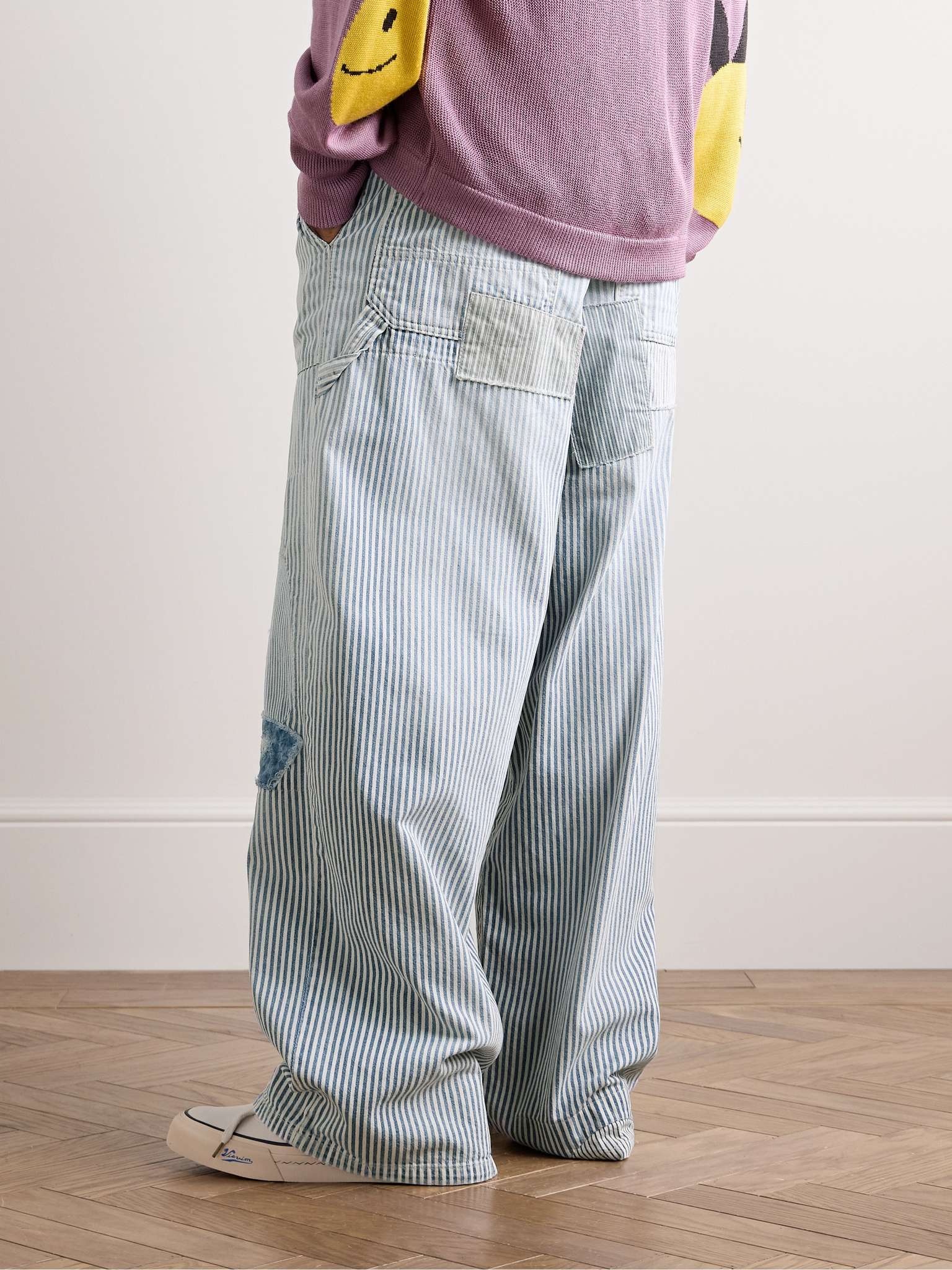 Hickoree Port Wide-Leg Striped Patchwork Cotton-Twill Trousers - 4