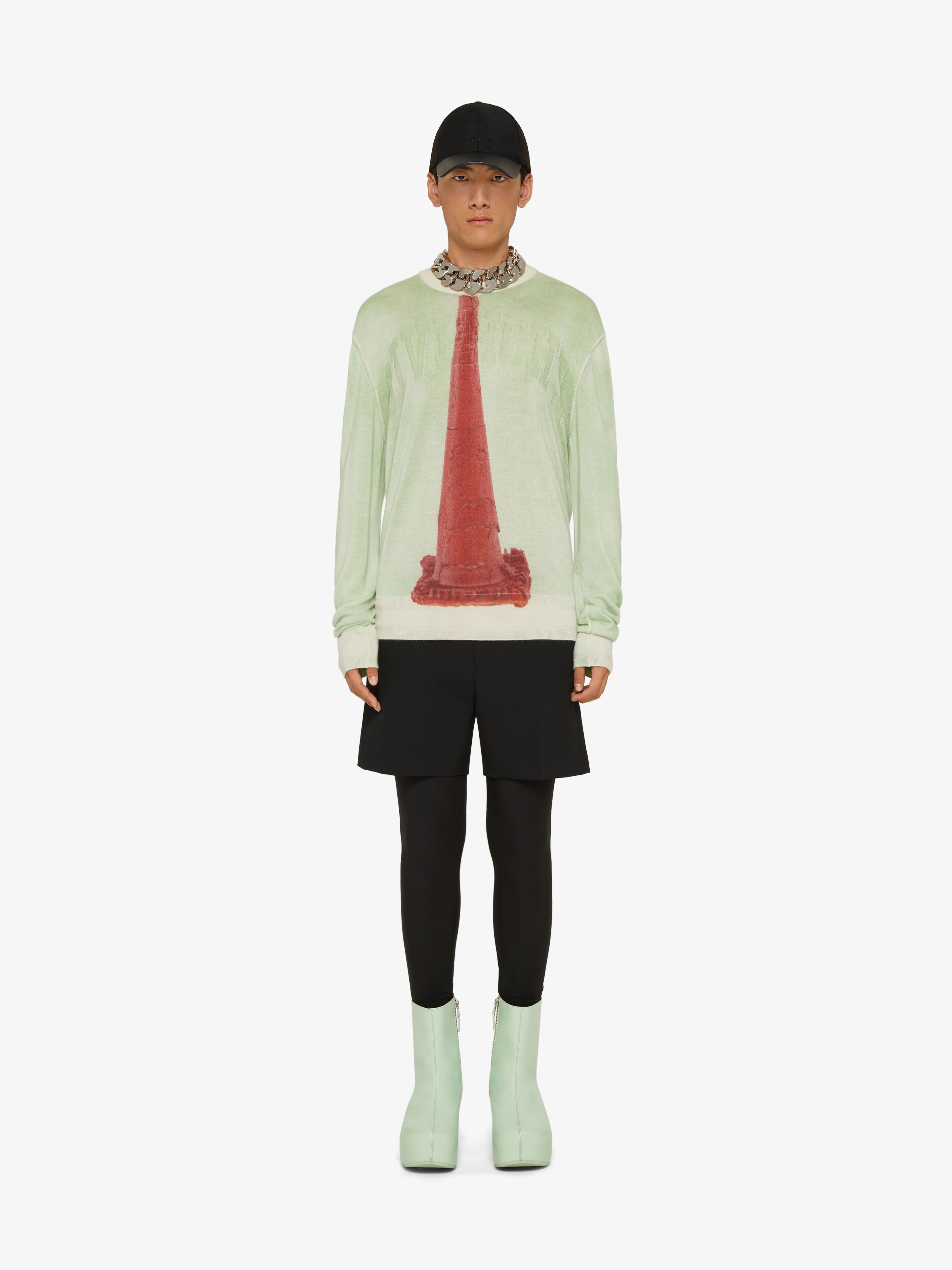 SWEATER IN CASHMERE AND SILK WITH CERAMIC PRINT - 2