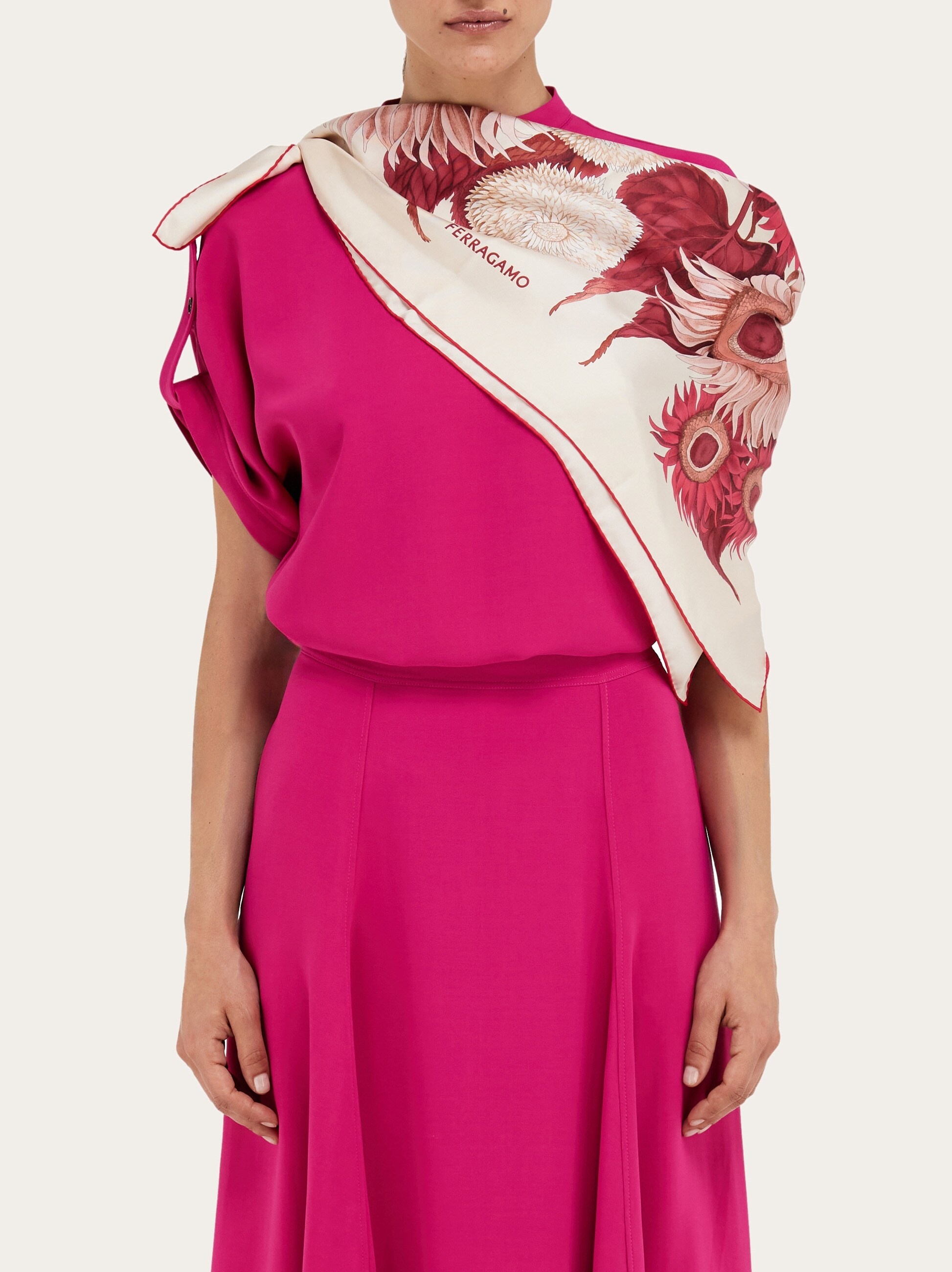 Sunflower print silk scarf - 3