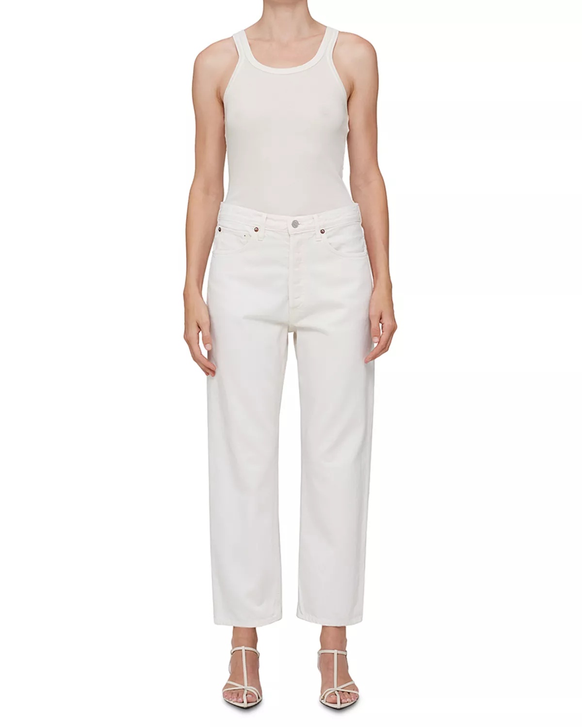 90's Mid Rise Cropped Straight Leg Jeans in Fortune Cookie - 6