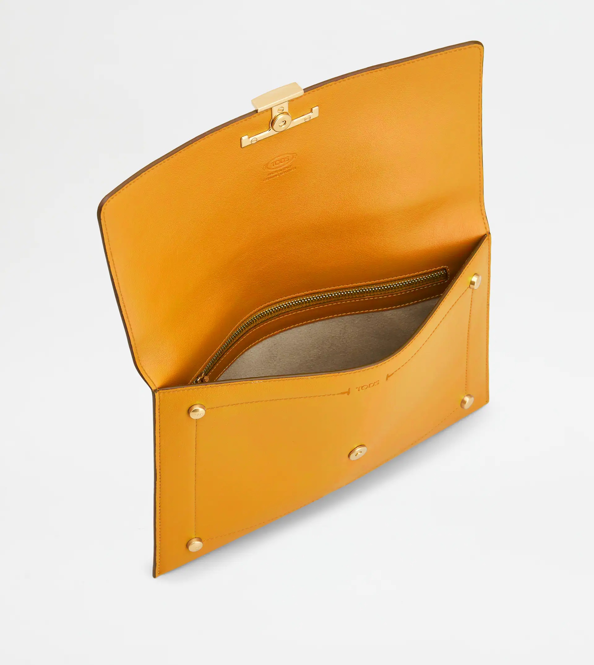 T TIMELESS ENVELOPE CLUTCH IN LEATHER LARGE - ORANGE - 2