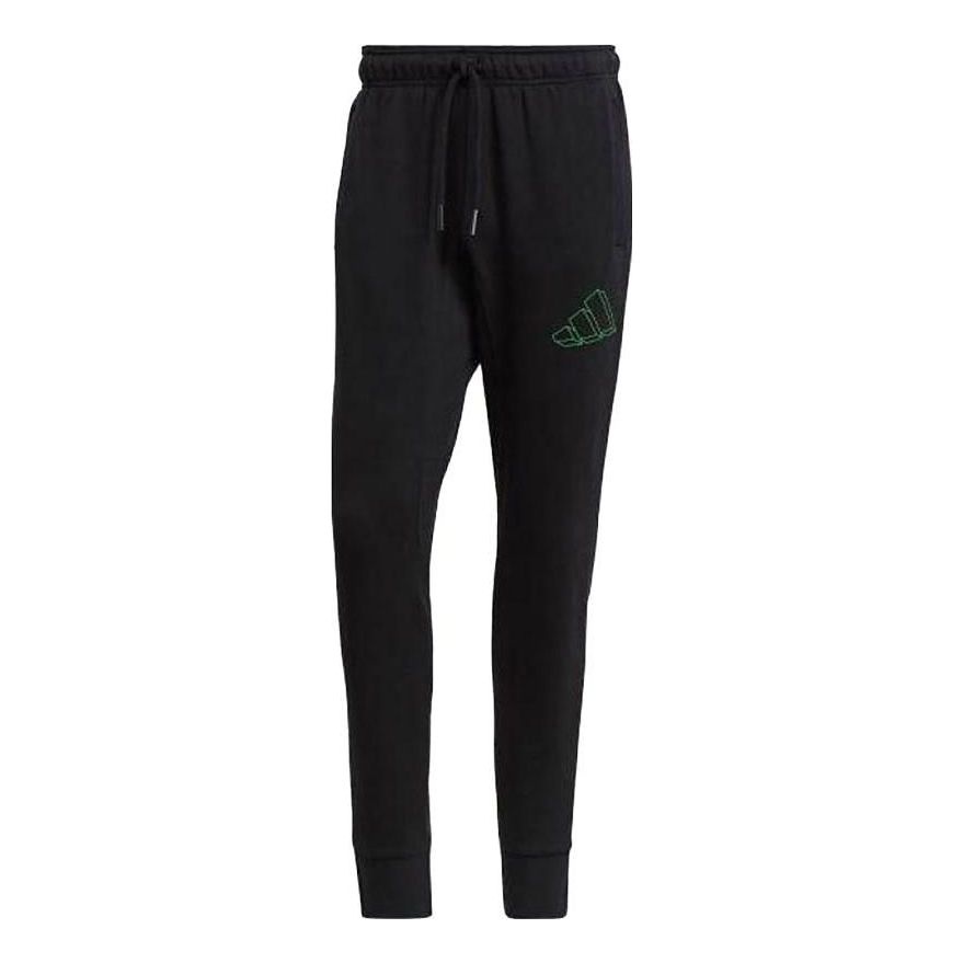 Men's adidas Solid Color Logo Printing Lacing Bundle Feet Sports Pants/Trousers/Joggers Black GM6354 - 1