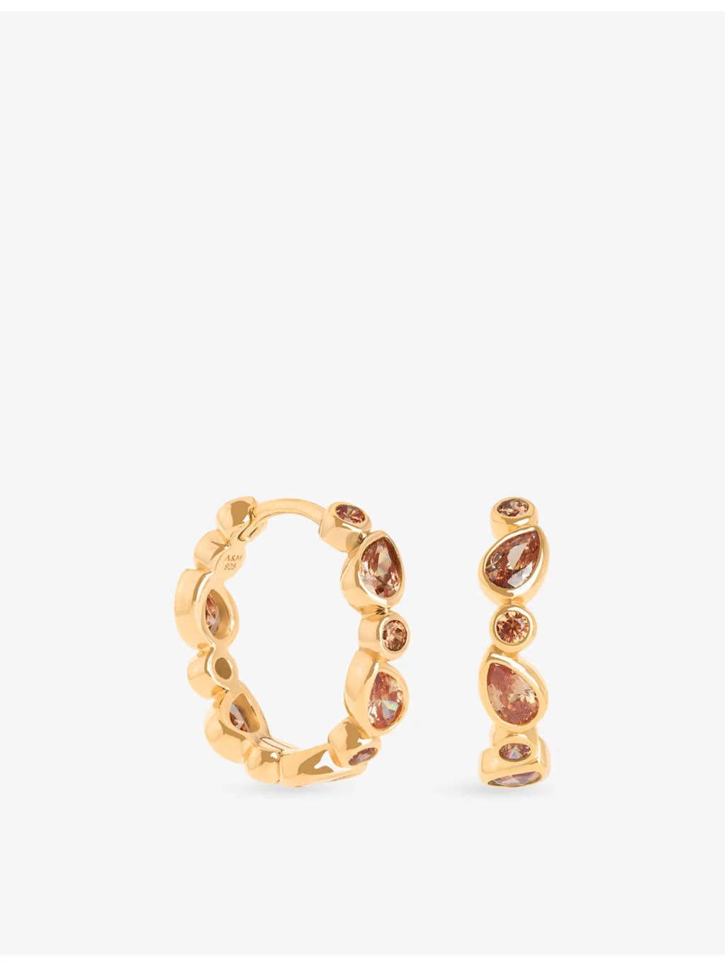 Sunset Pear 18ct Gold-Plated Sterling-Silver and Cubic Zirconia Hoop Earrings - 1