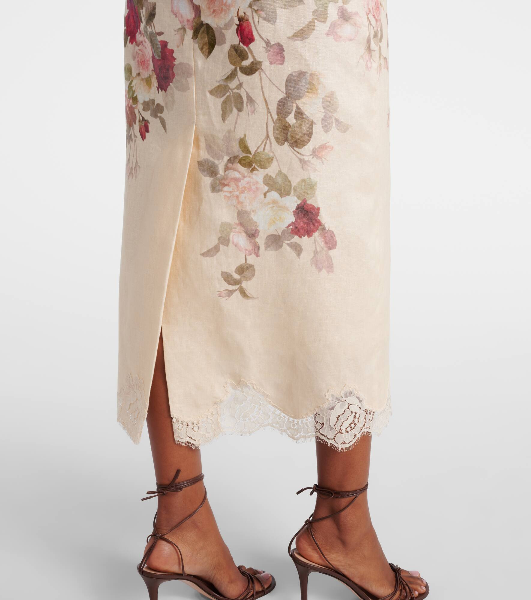 Hypnotic floral linen pencil skirt - 5