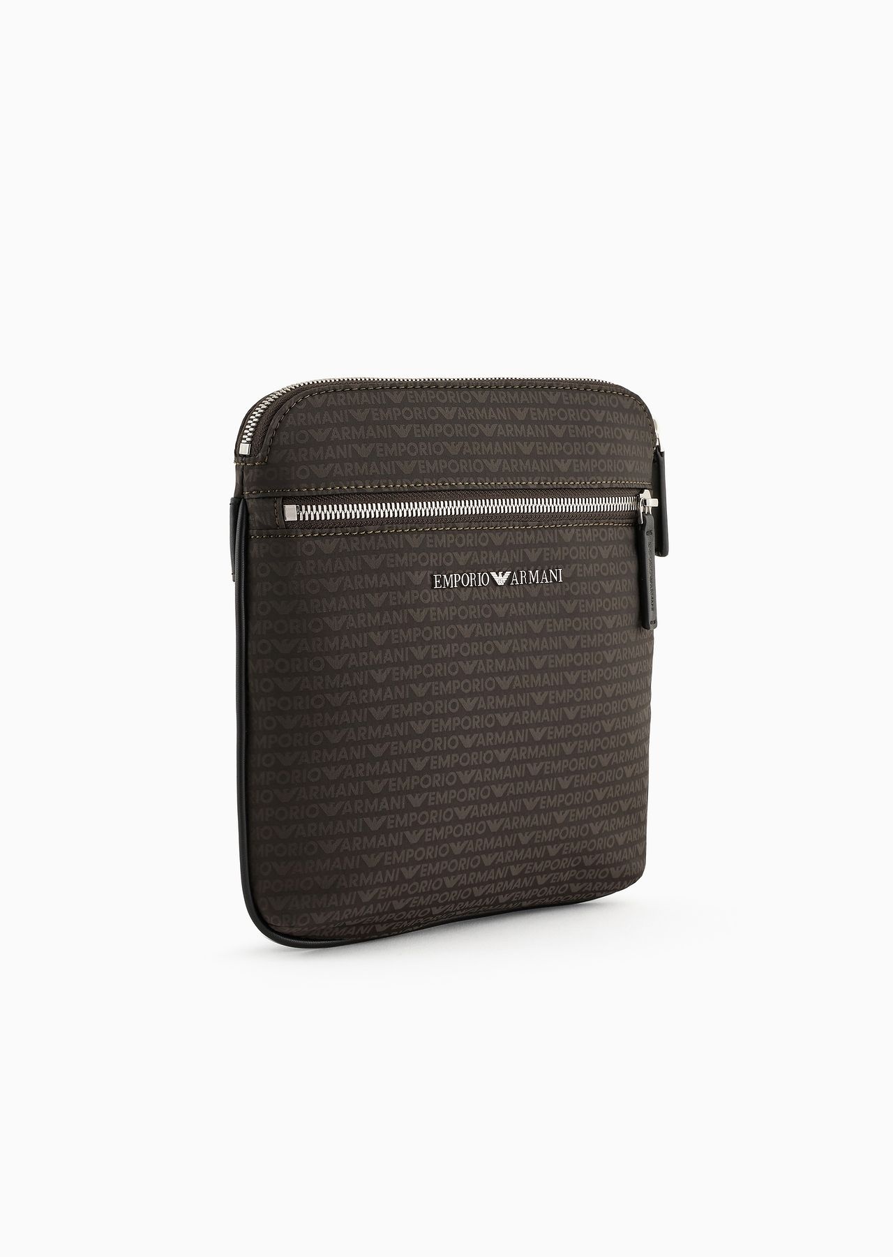 Flat shoulder bag in nylon with all-over jacquard logo lettering - 3