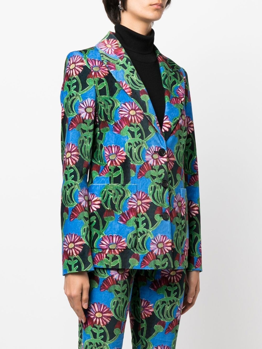 floral-print single-breasted blazer - 3