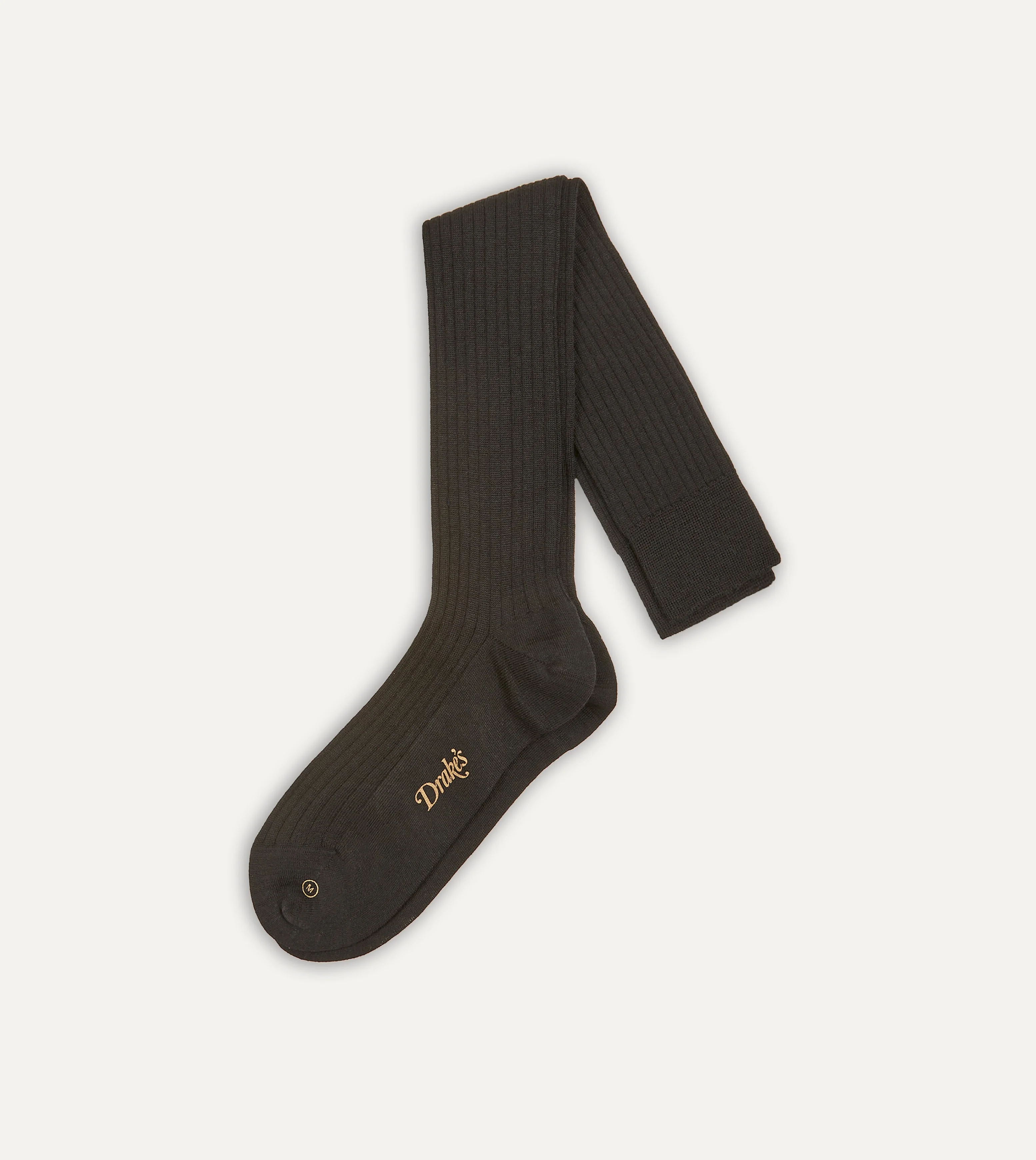 Black Wool Over-the-Calf Socks - 1