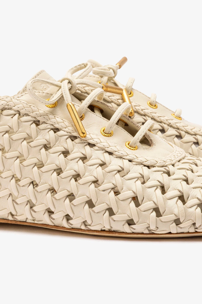 Liza Macrame Sneaker In Ivory Leather 4