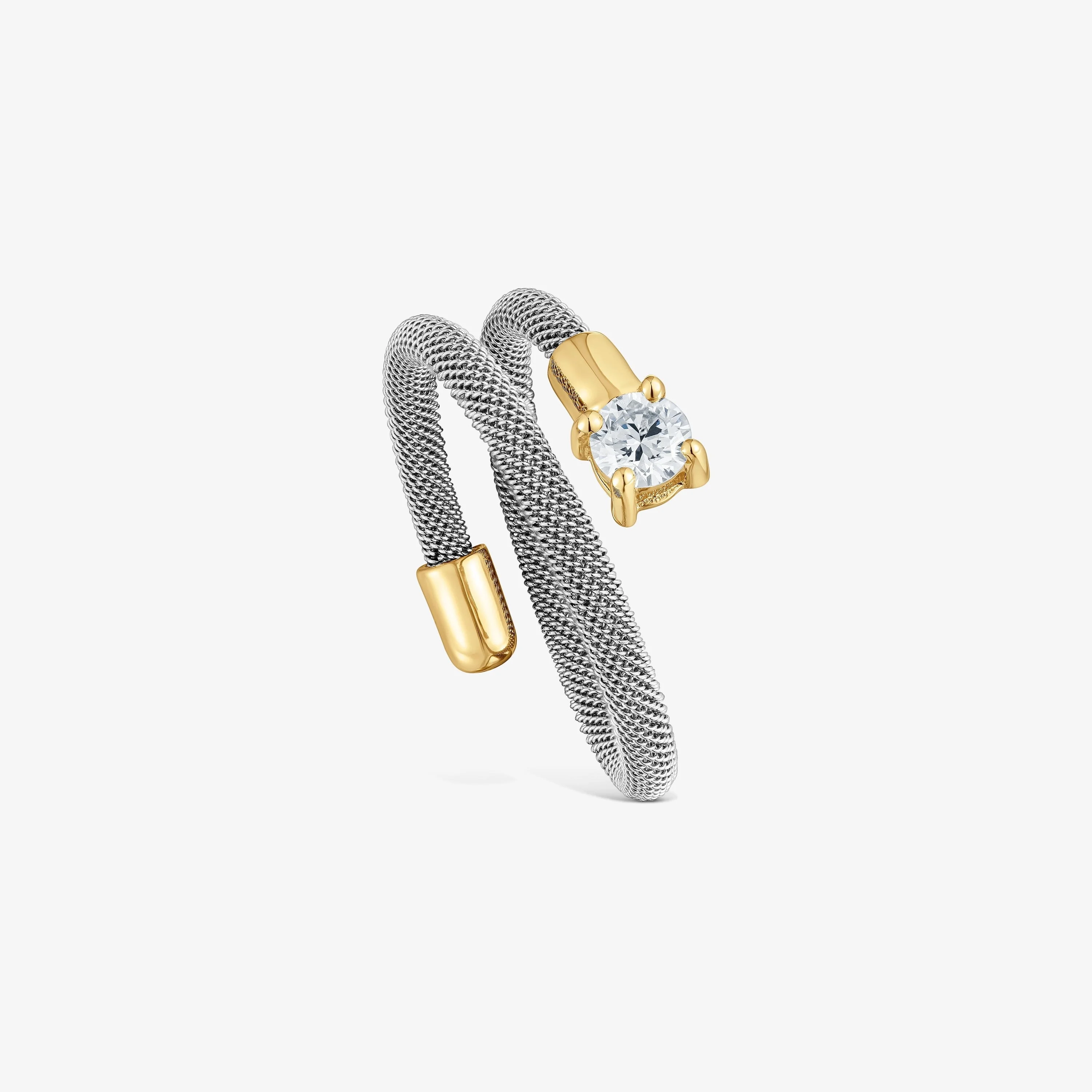 Steel, 14K solid gold and lab-grown diamonds Spiral ring TOUS Mesh LGD - 1