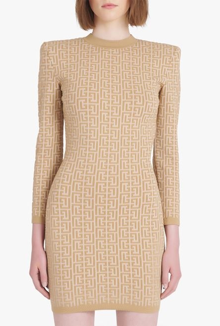 Short bicolor jacquard dress with Balmain monogram - 5