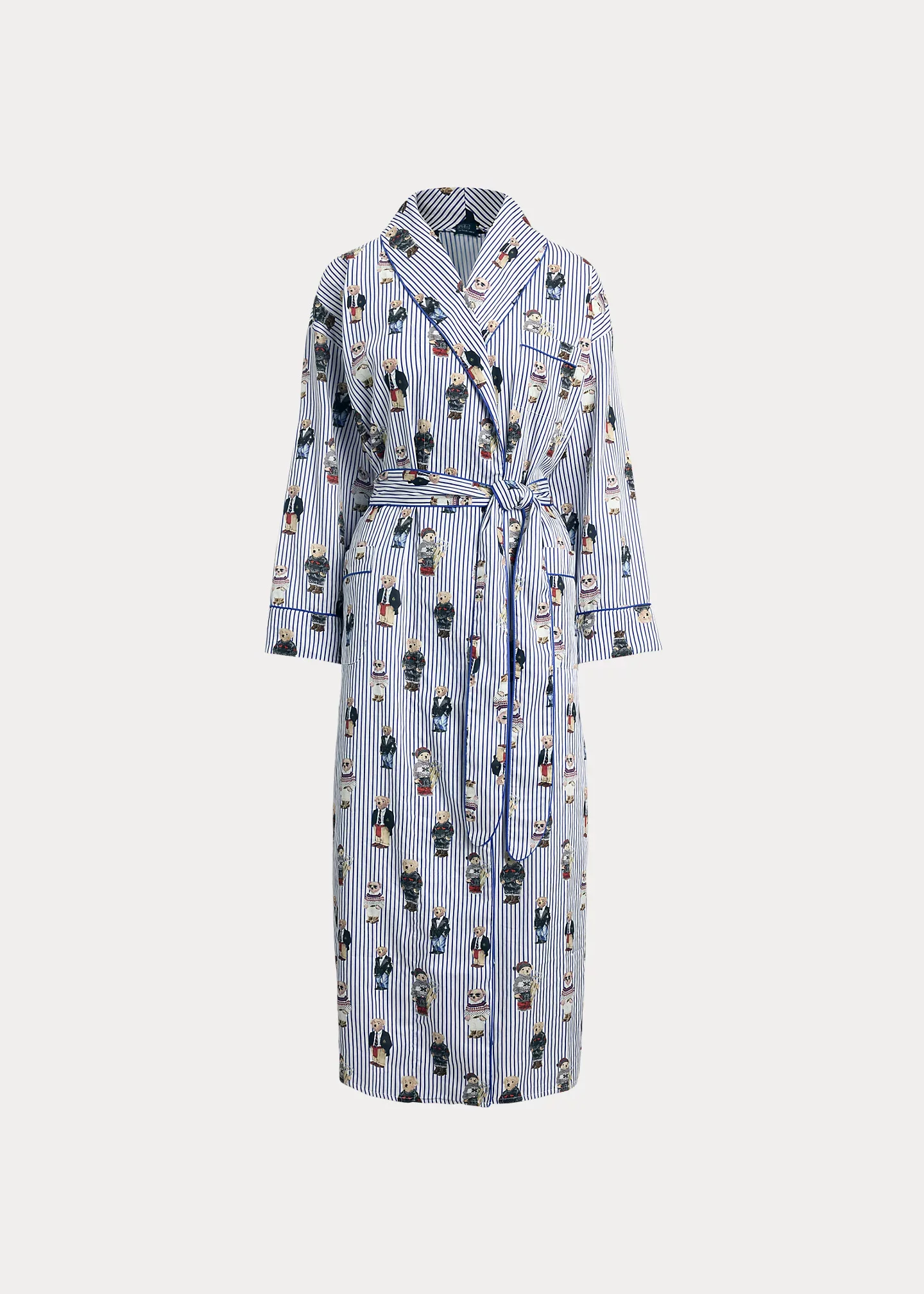Striped Polo Bear Cotton Sateen Robe - 1