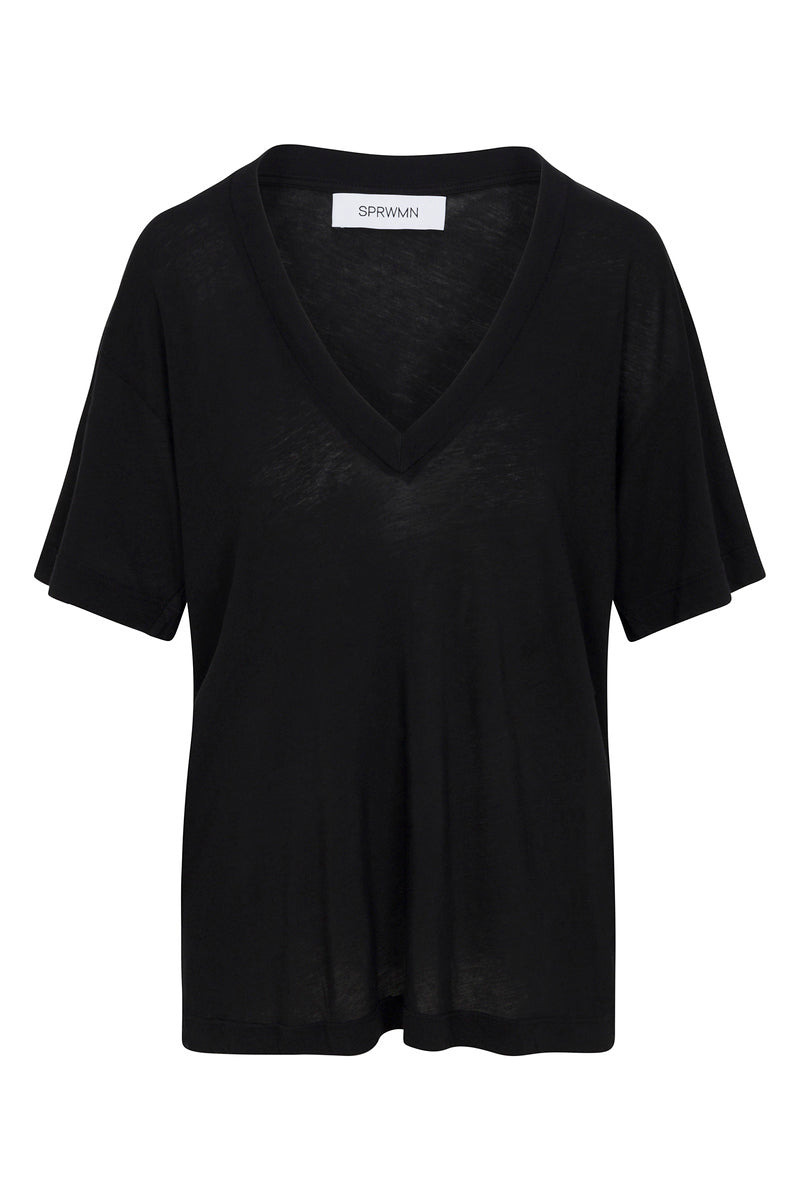 BLACK V-NECK TEE - 6
