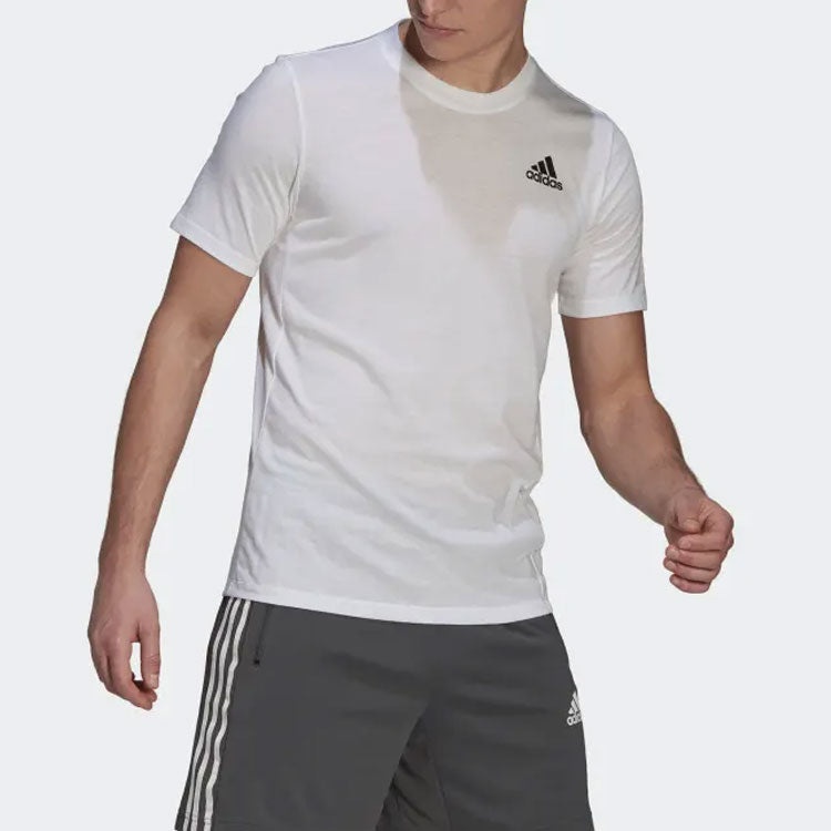 adidas Solid Color logo Sports Short Sleeve White GR0517 - 4