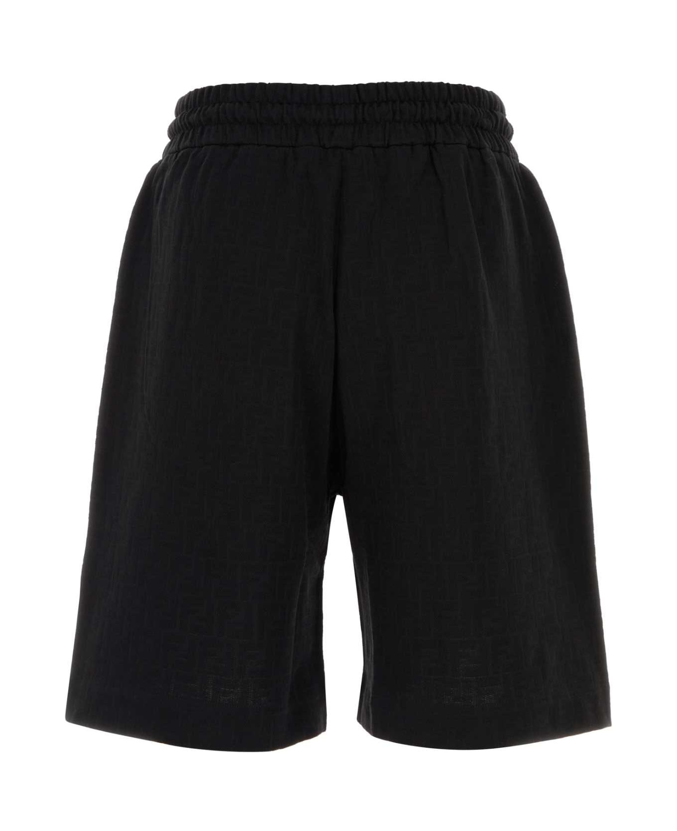 Black Piquet Bermuda Shorts - 2