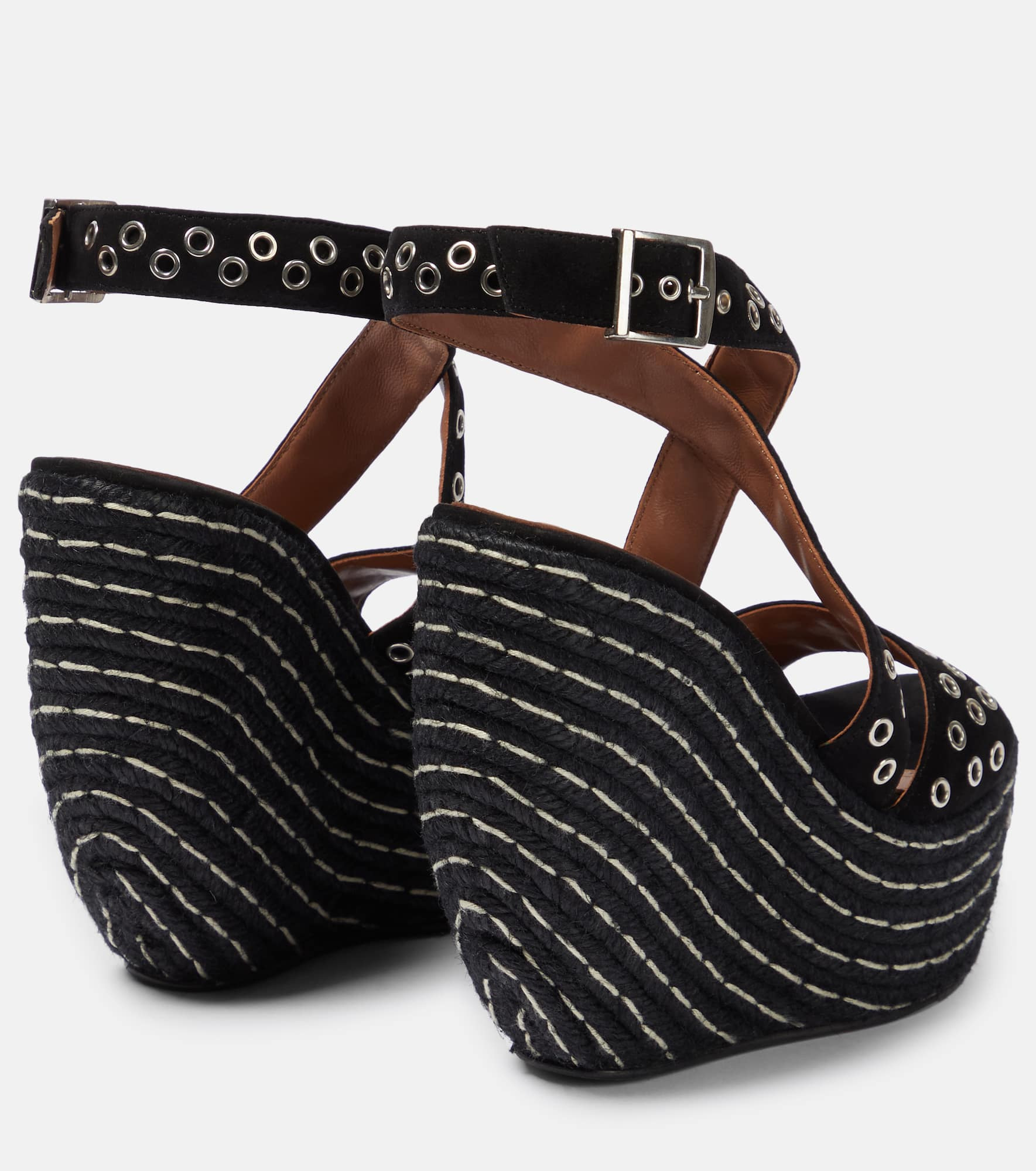 Embellished suede wedge sandals - 3