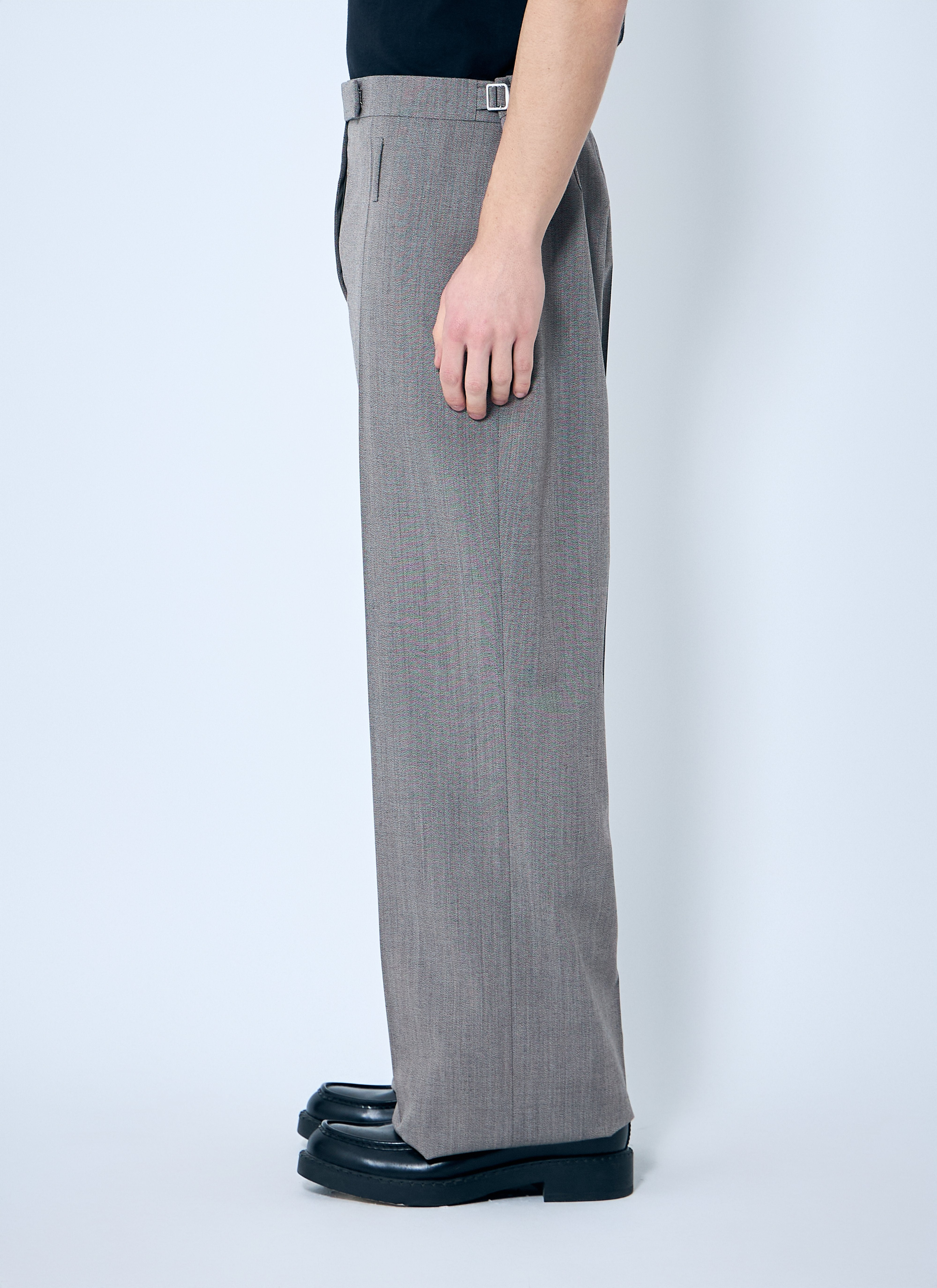 Prada Men Belted Tailored Wool-Blend Pants - 3