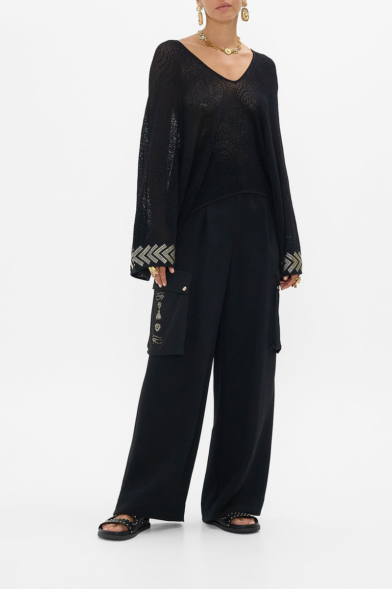 CAMILLA RELAXED V NECK KNIT POINTELLE TOP outlook