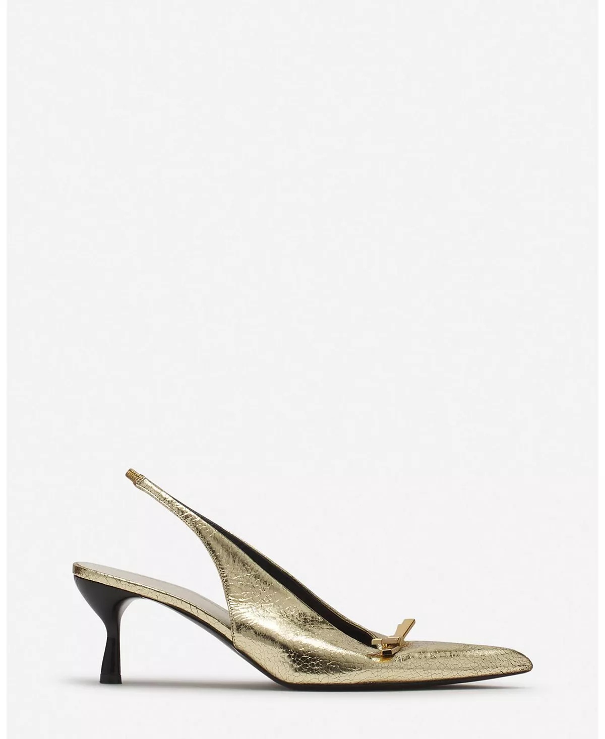 Women's Bow Slingback Pumps In Crackled Metallic Leather - 3
