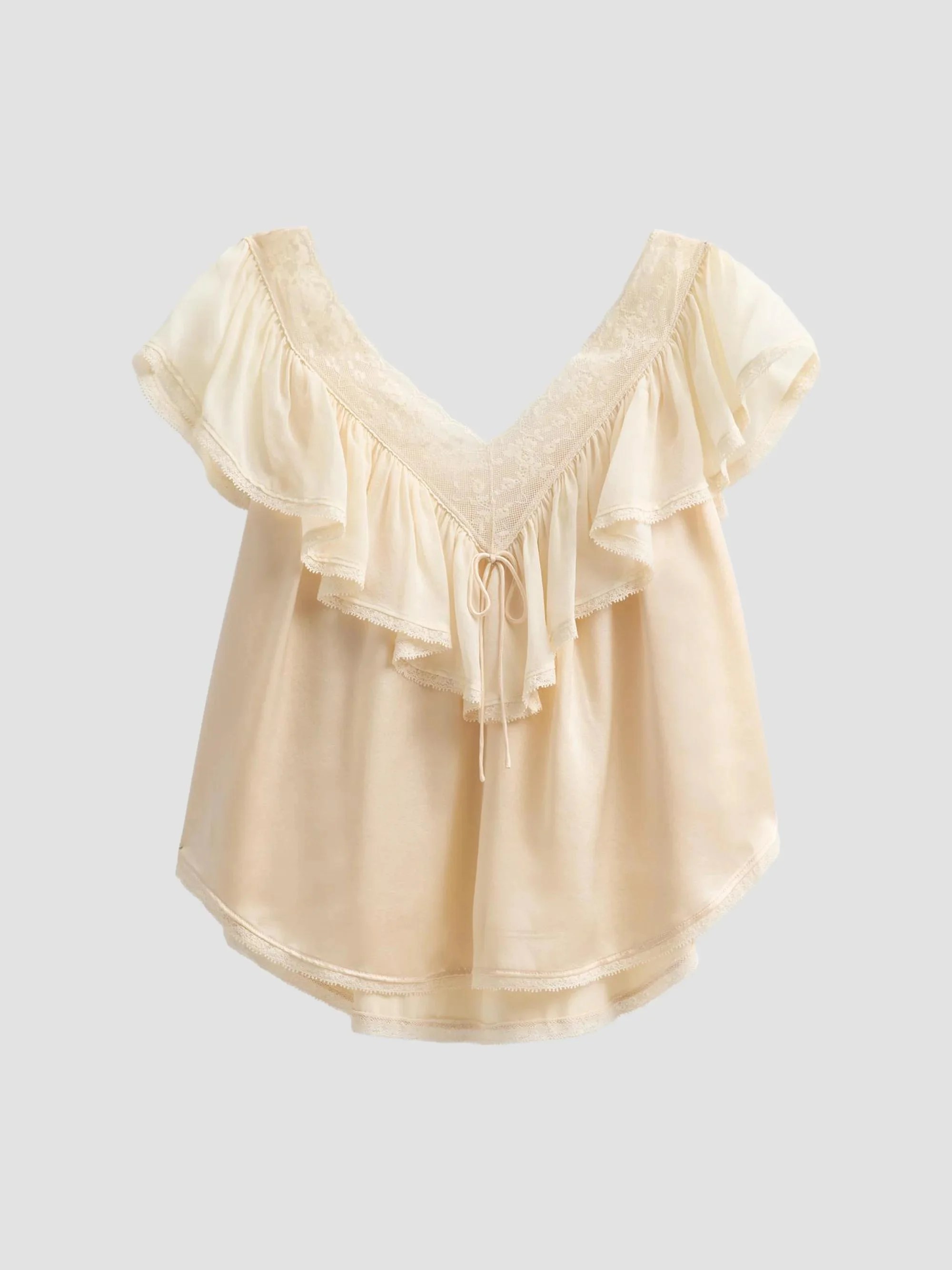 Women's Yadira Silk Ruffle Top - Candlelight - 1