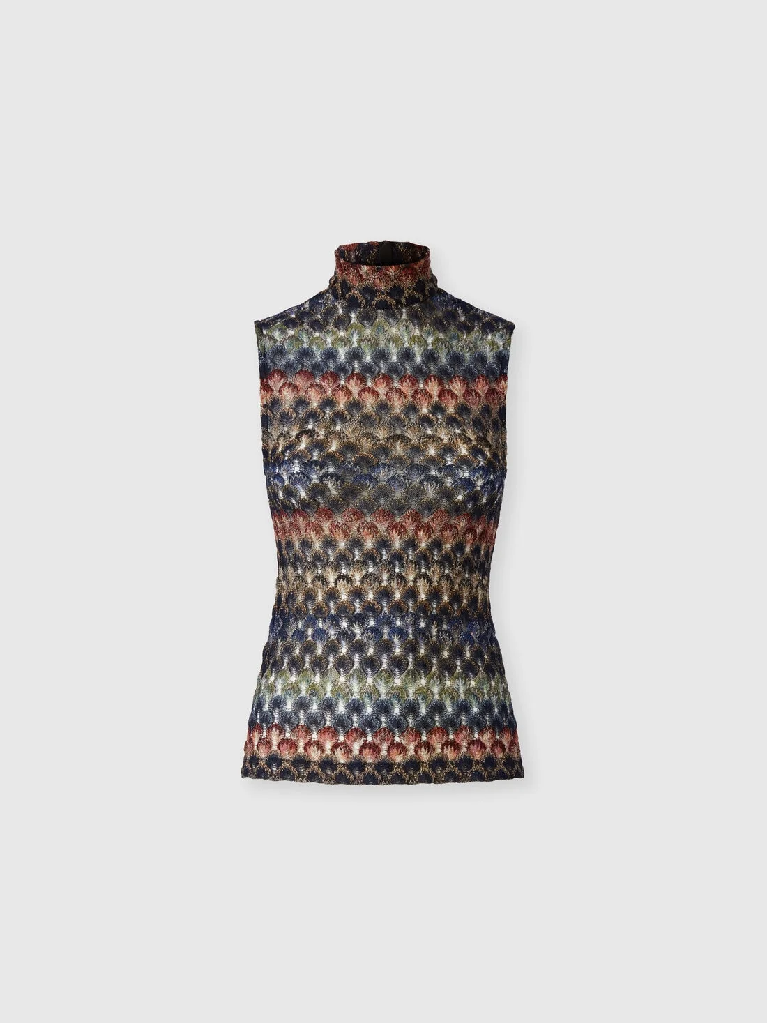 Sleeveless viscose lamé top with lace motif - 1