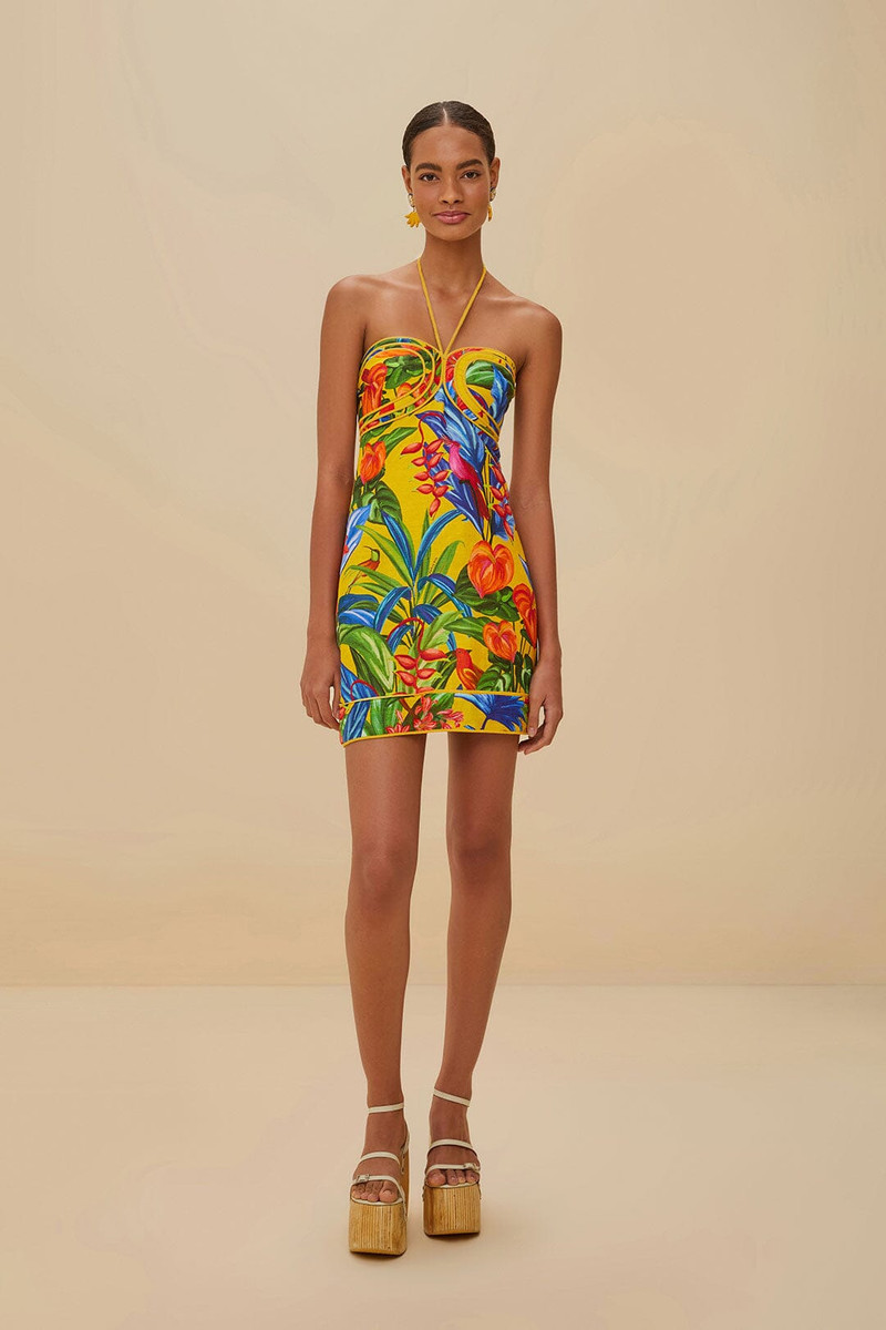 Bright Nature Yellow Mini Dress Sleeveless 1