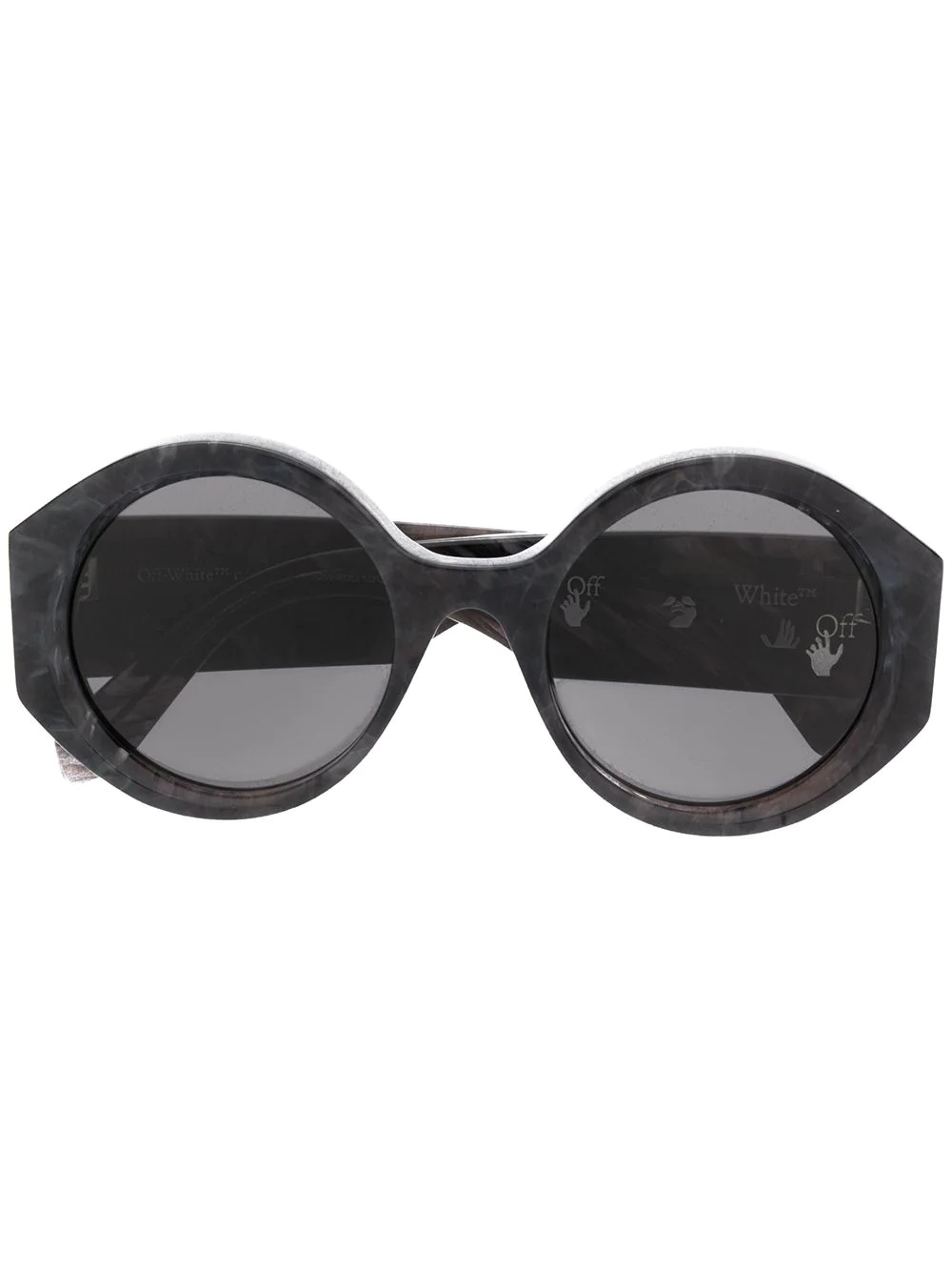 marbled-effect round-frame sunglasses - 1