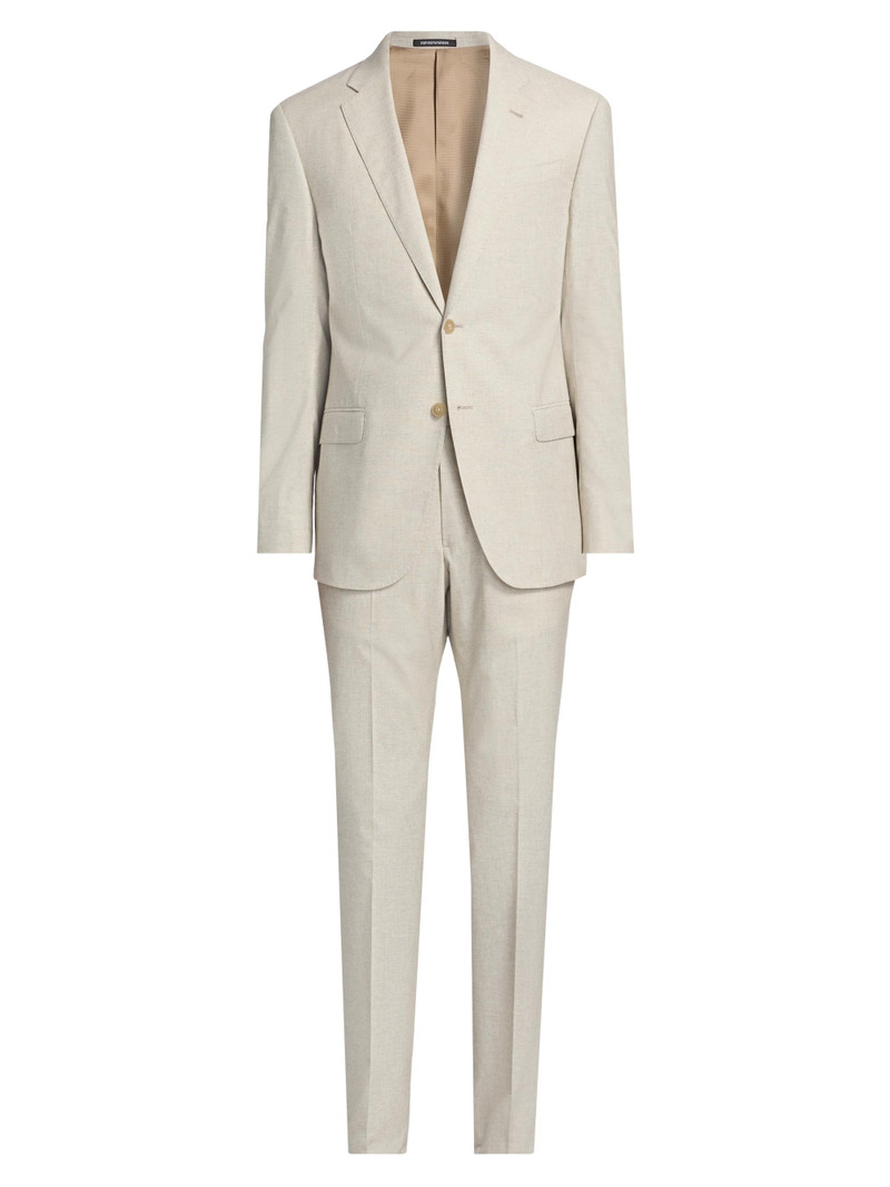 Men's Wool-Cotton-Silk Single-Breasted Summer Suit - Sabbia Melange 1