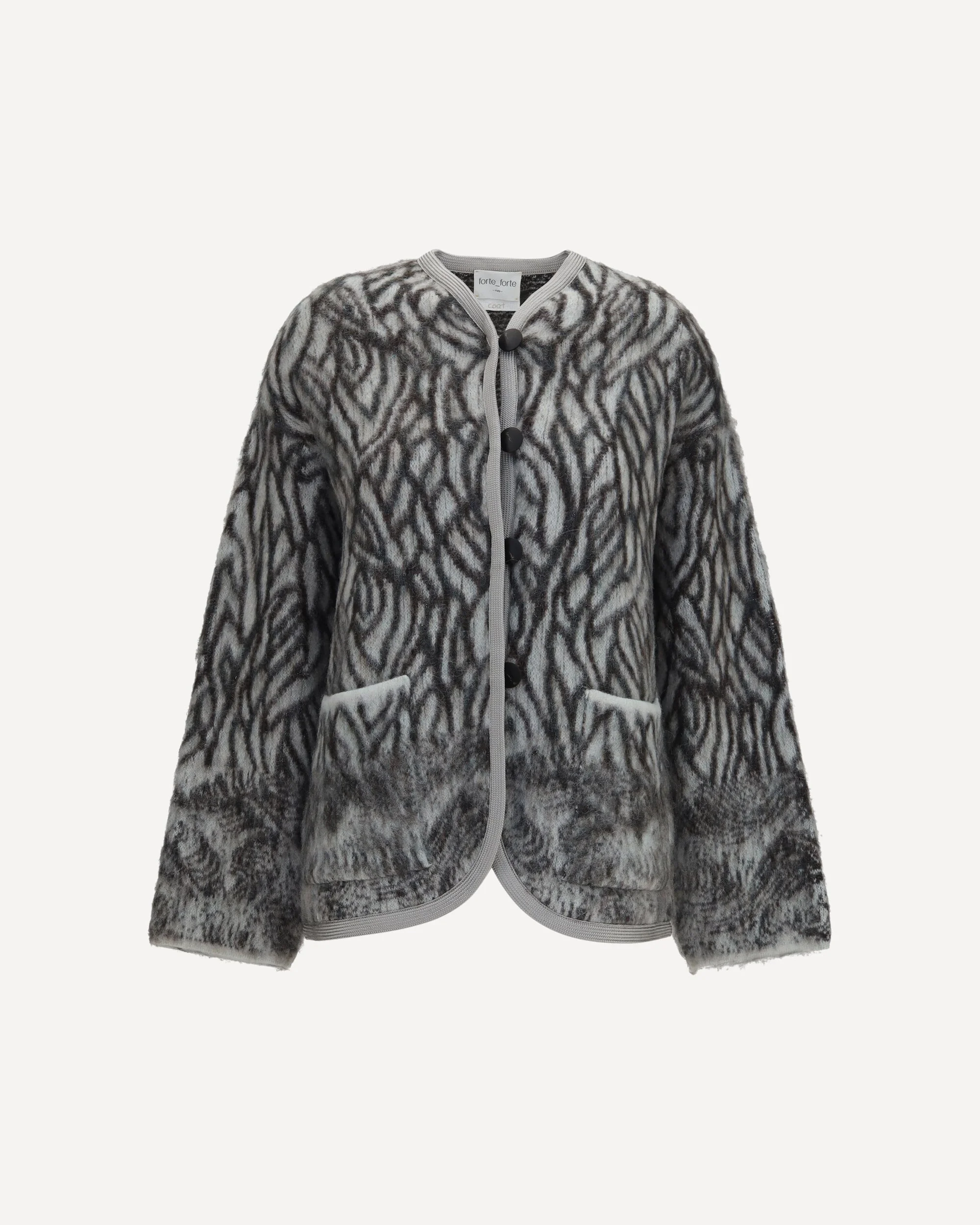 Heron Feather motif brushed Cardigan - 1