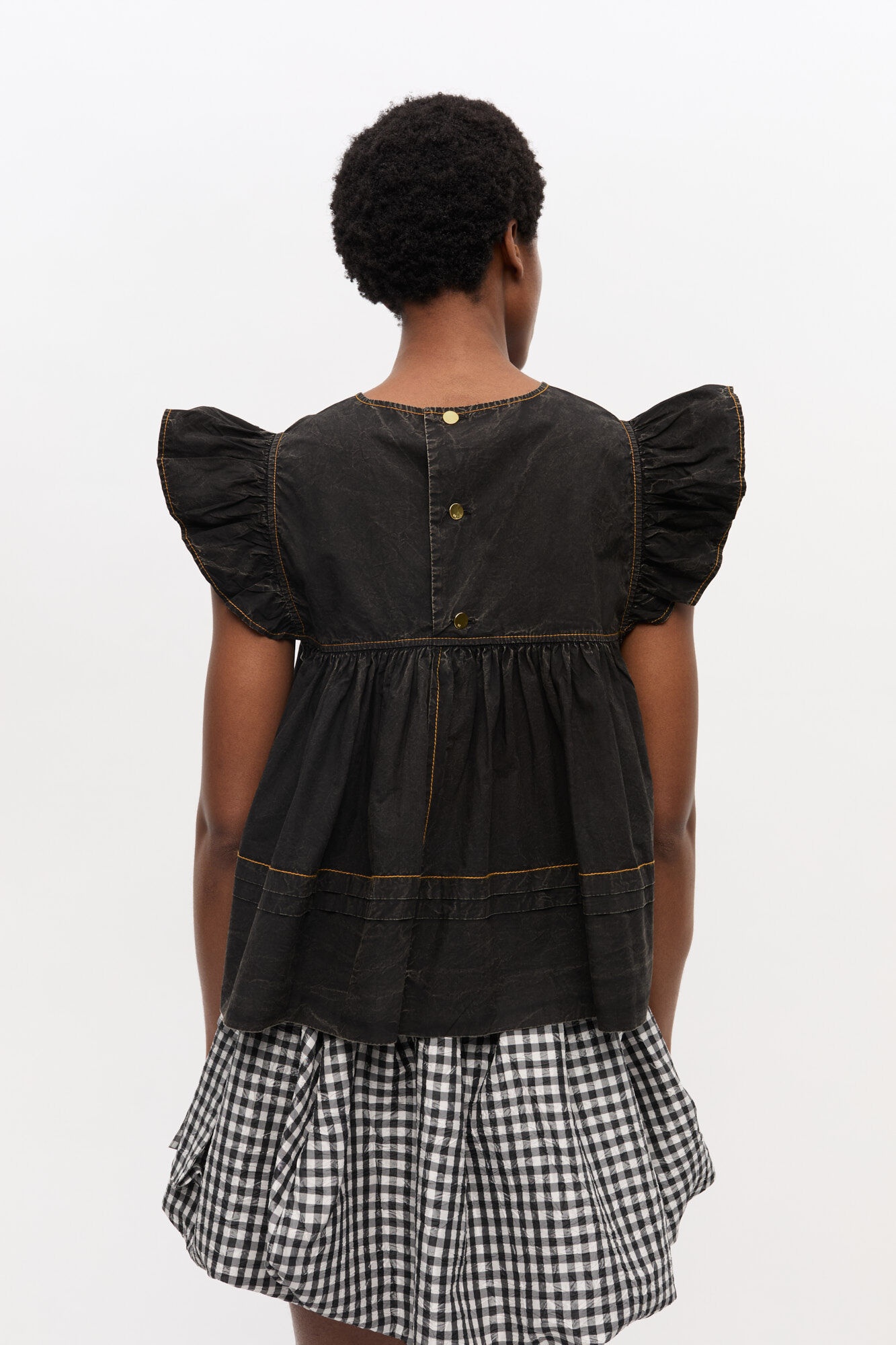 BLACK WASHED COTTON TOP - 5