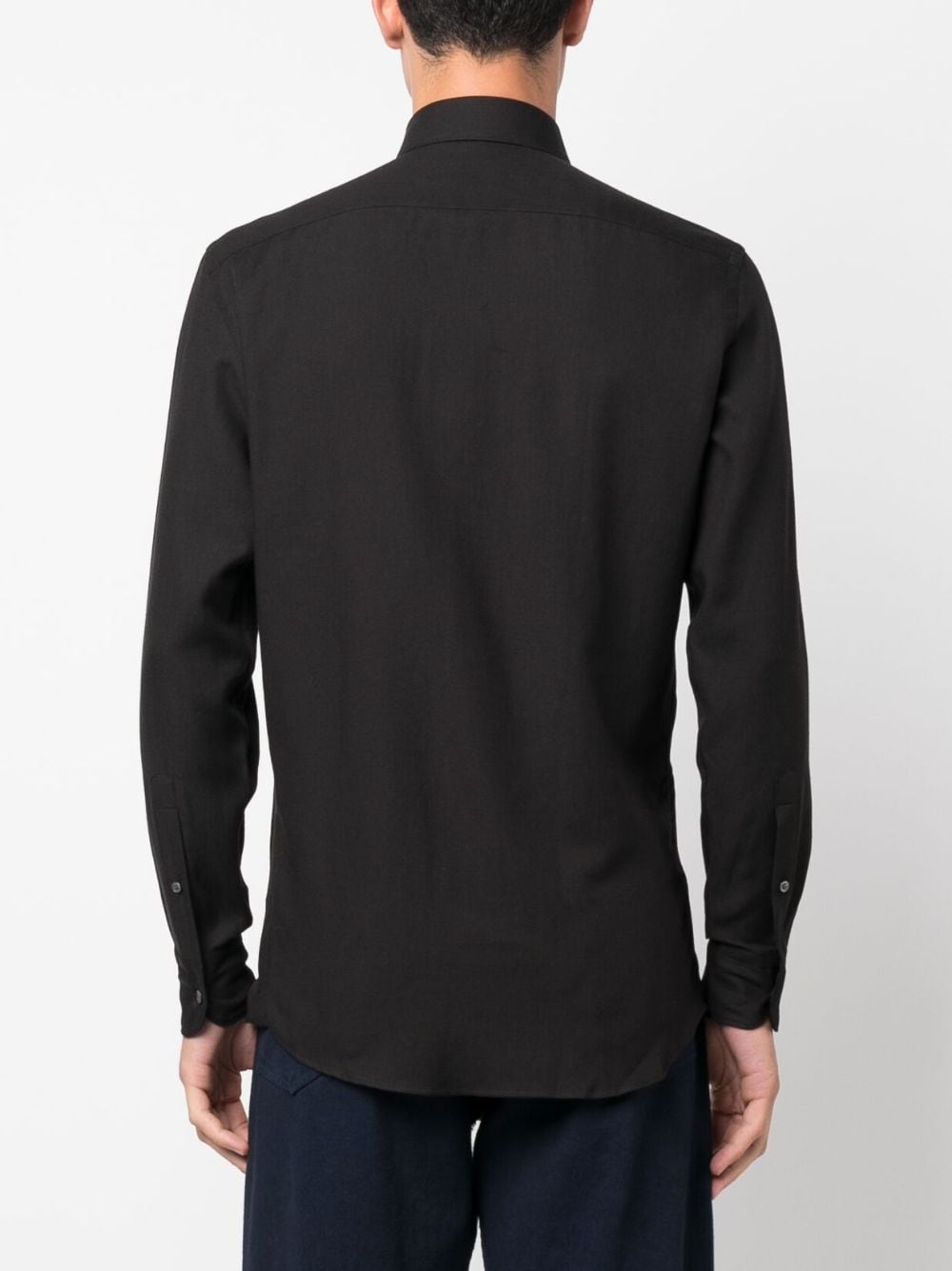 spread-collar cotton-cashmere shirt - 4
