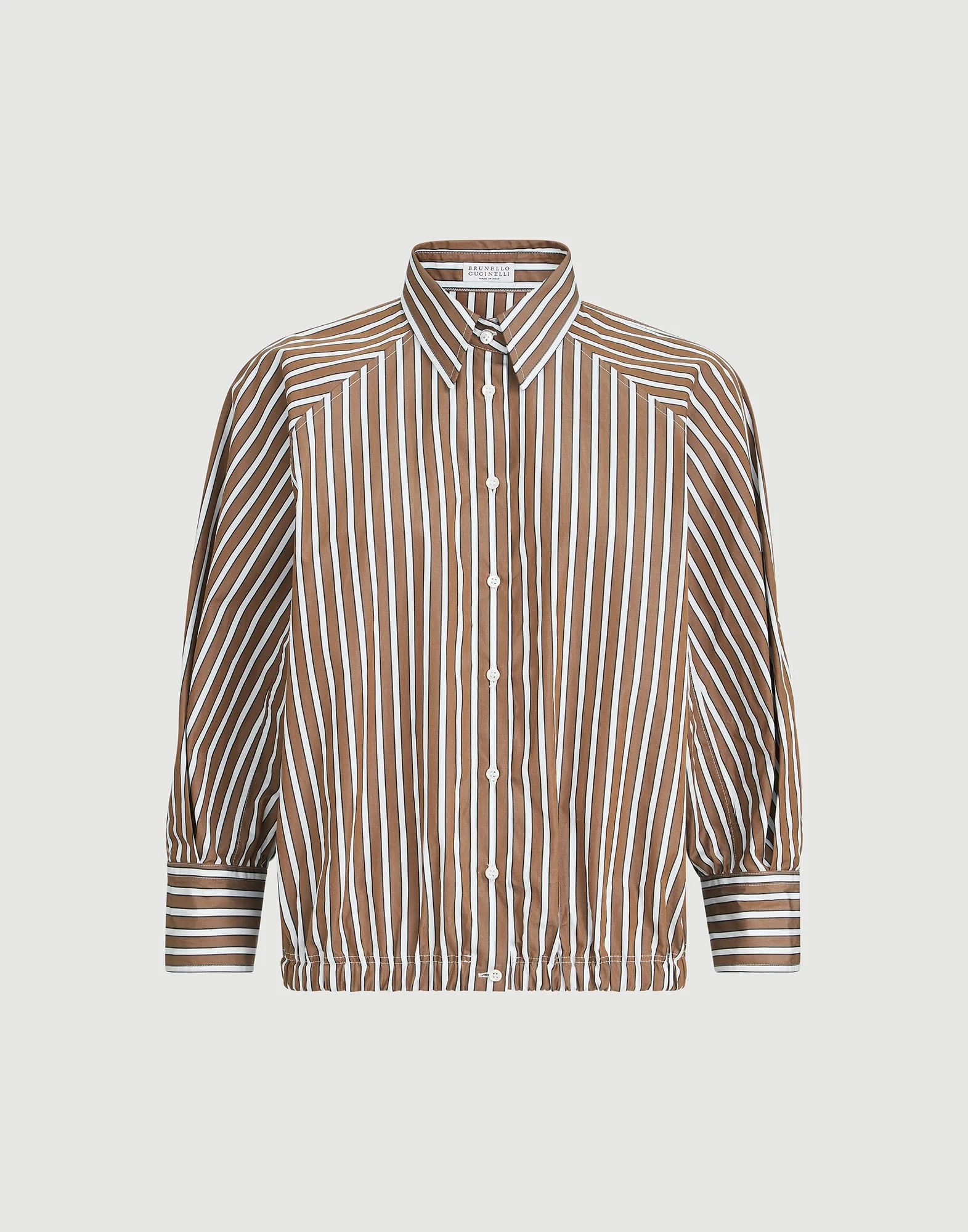 Cotton shadow stripe poplin shirt with monili - 1