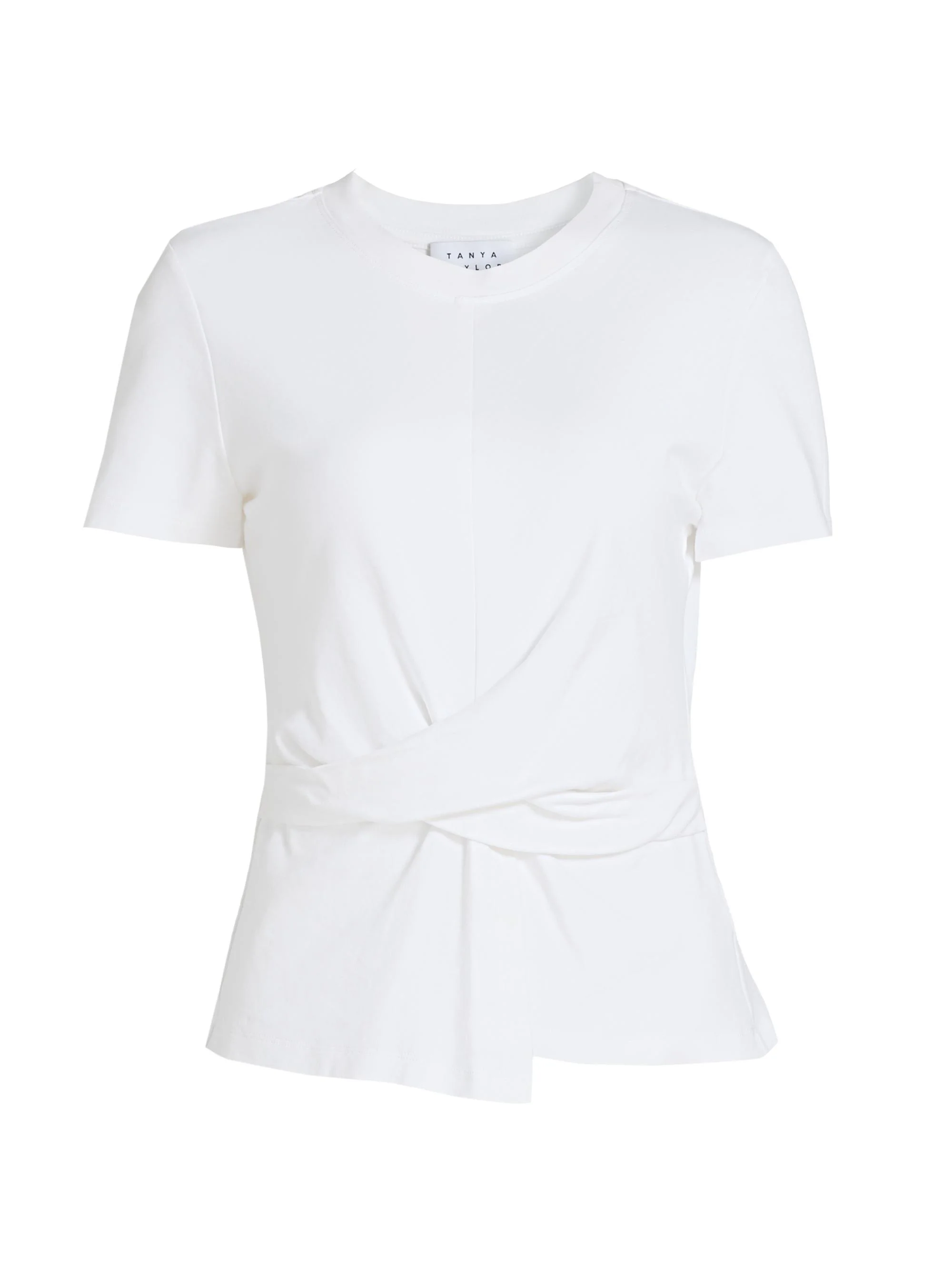 Women's Kelsey Crewneck Cotton Twist-Front Top - White - 1