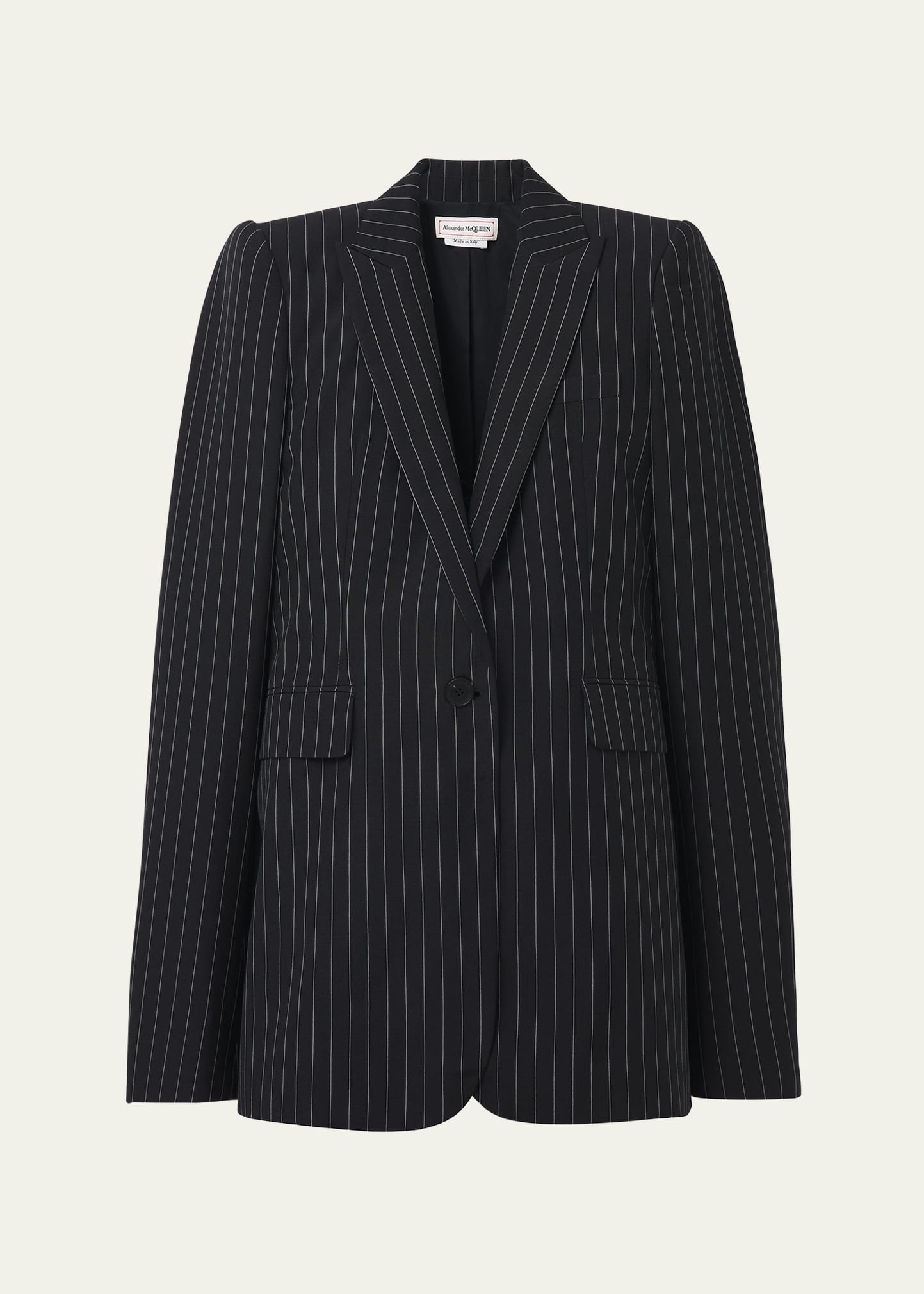 Pinstripe Single-Breasted Blazer - 1